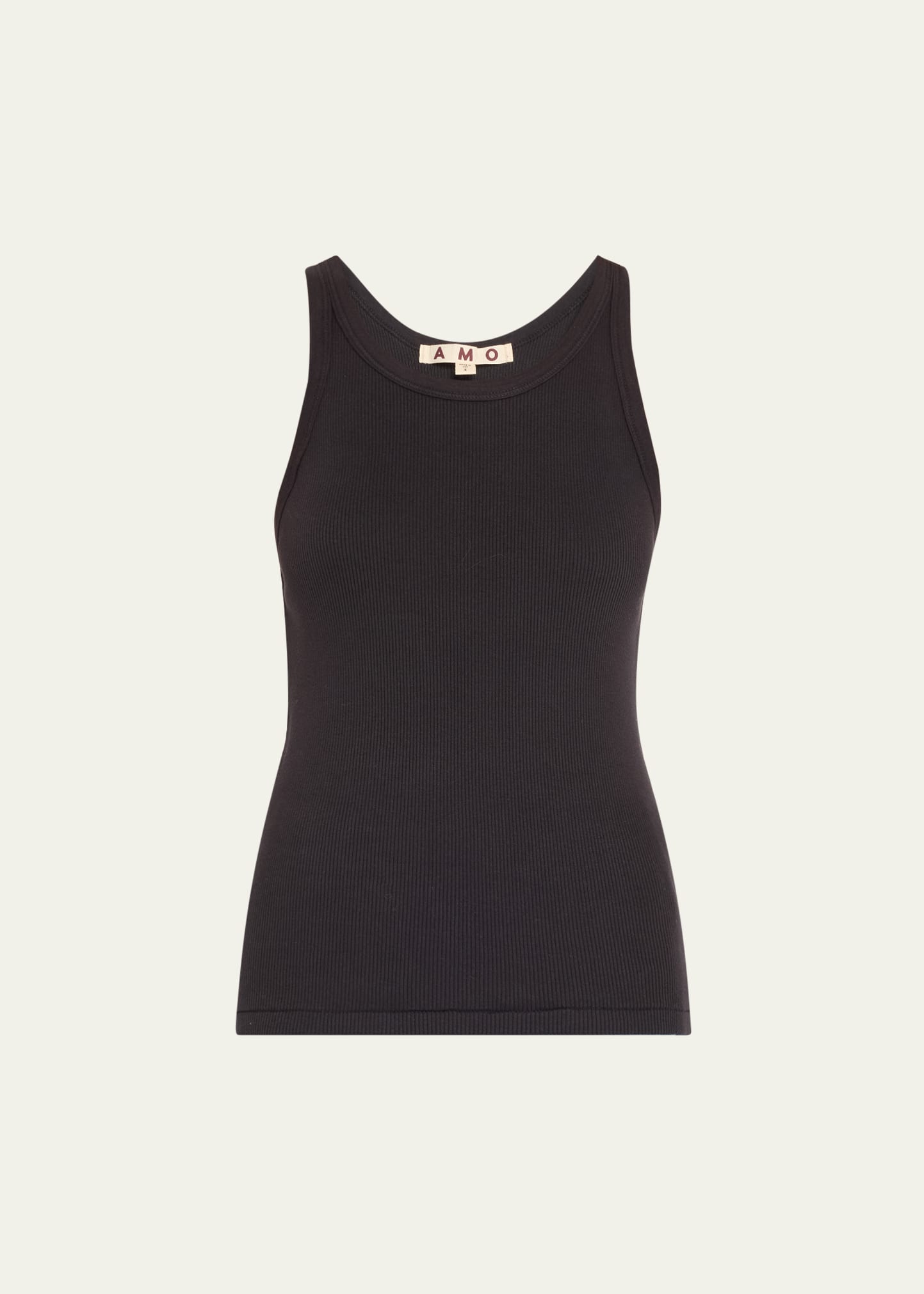 Amo Denim Long Ribbed Cotton Tank Top In Vintage Black