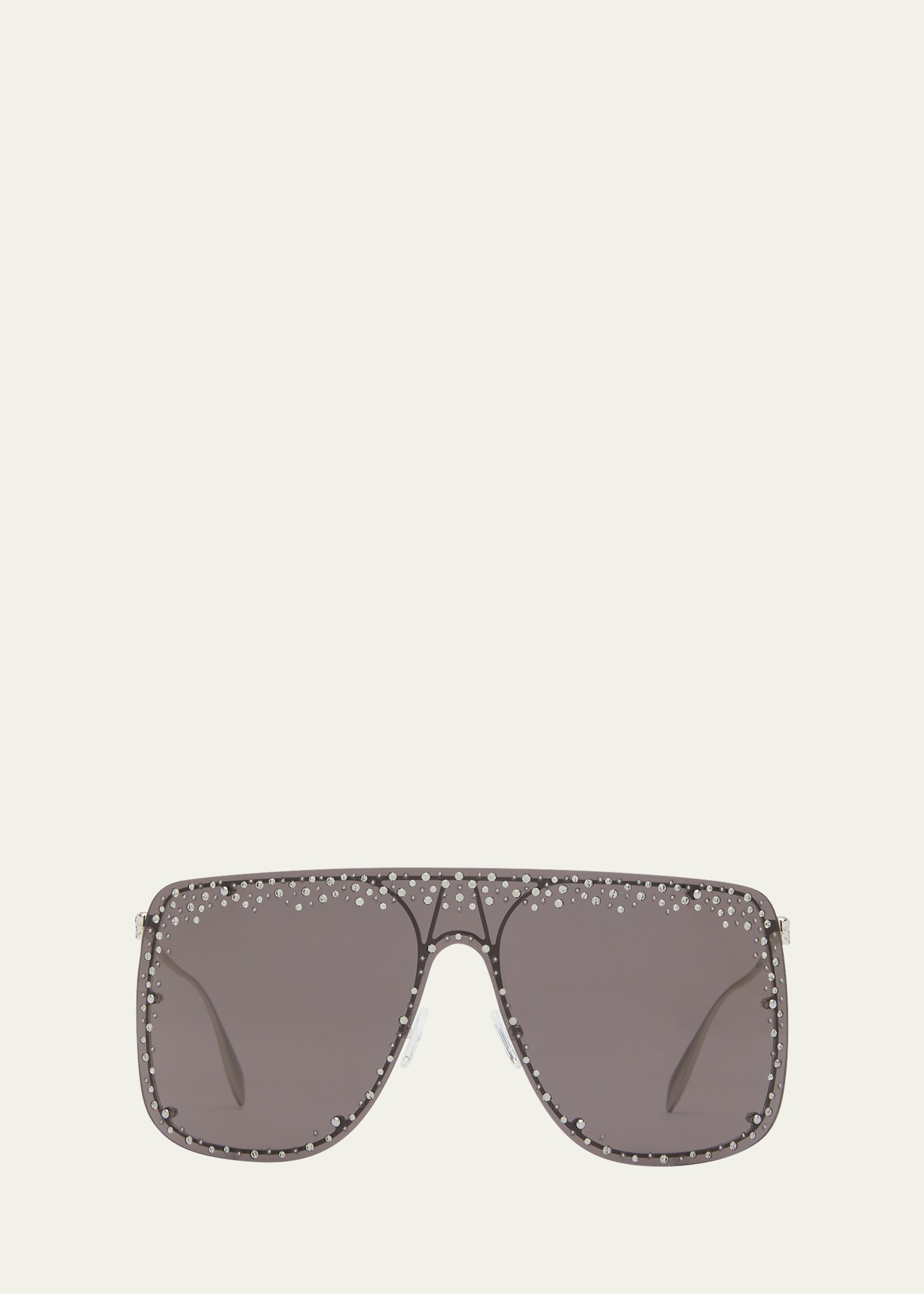 Shop Alexander Mcqueen Studded Skull Shield Sunglasses In Shiny Silver With