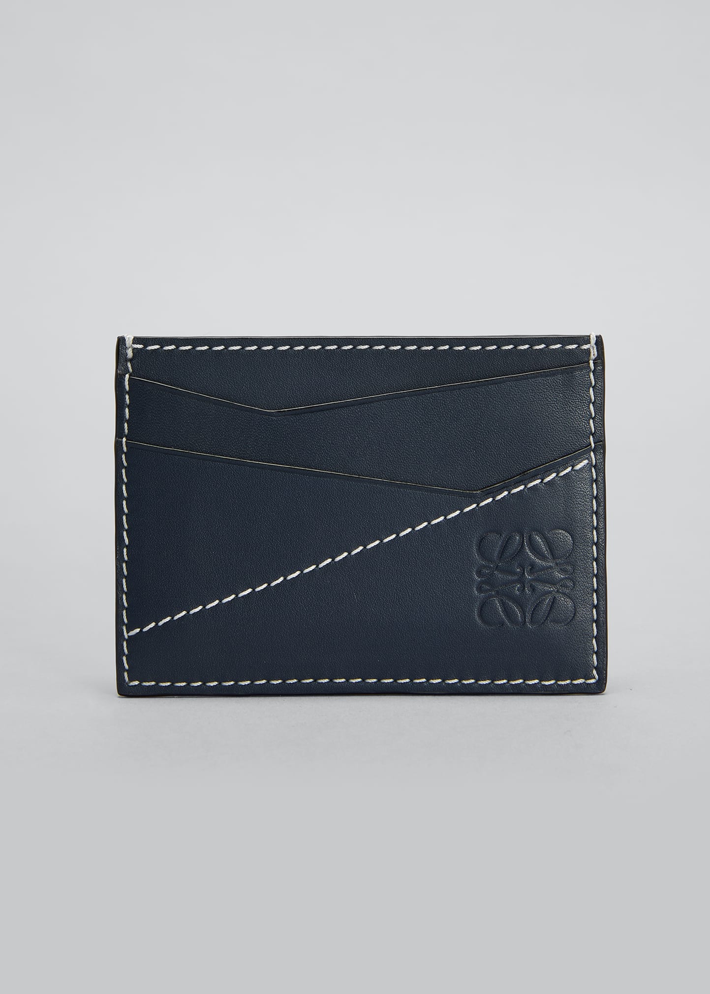 Loewe Men's Puzzle Stitched Leather Card Case In Ocean
