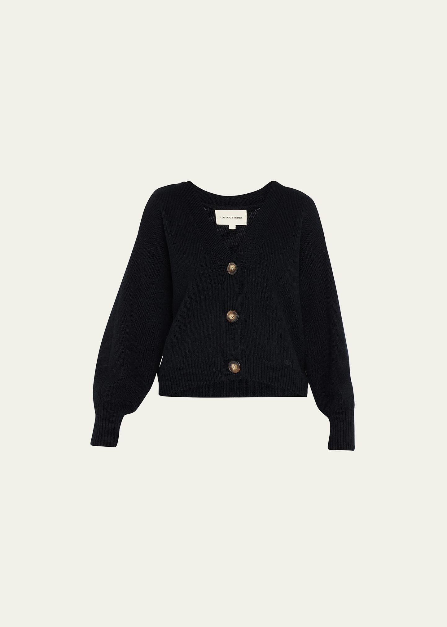 Loulou Studio Zanzibar Cropped Wool-cashmere Cardigan In Black