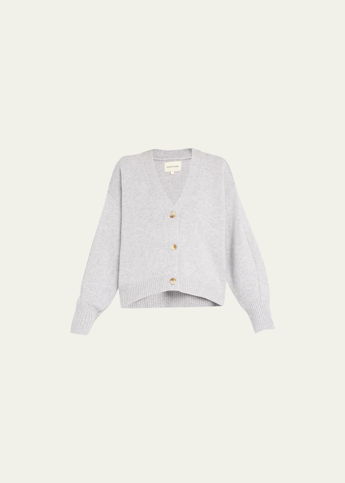 Loulou Studio Zanzibar Cropped Wool-cashmere Cardigan In Grey Melange