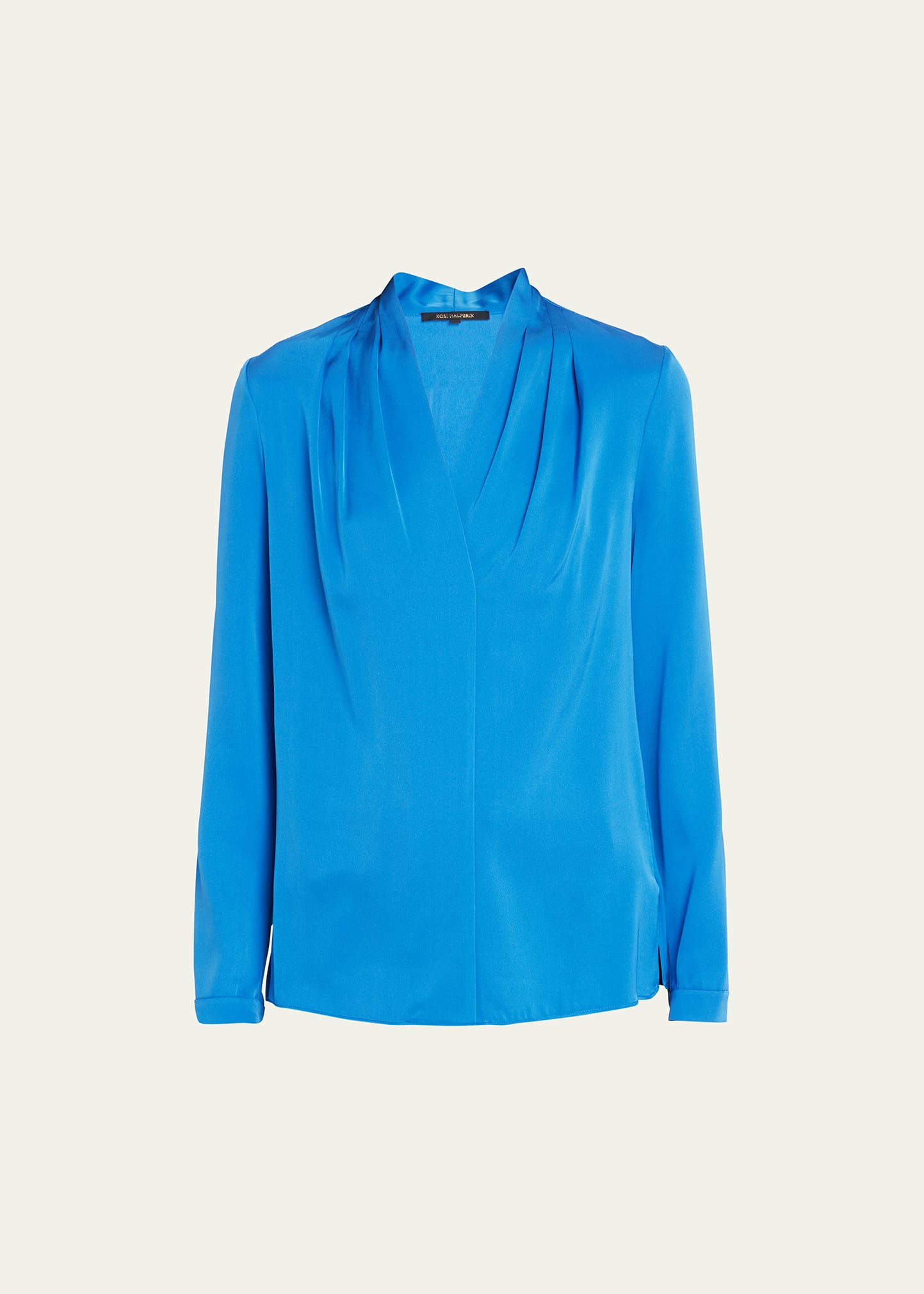 Kobi Halperin Nellie Pleated V-neck Long-sleeve Blouse In Admiral