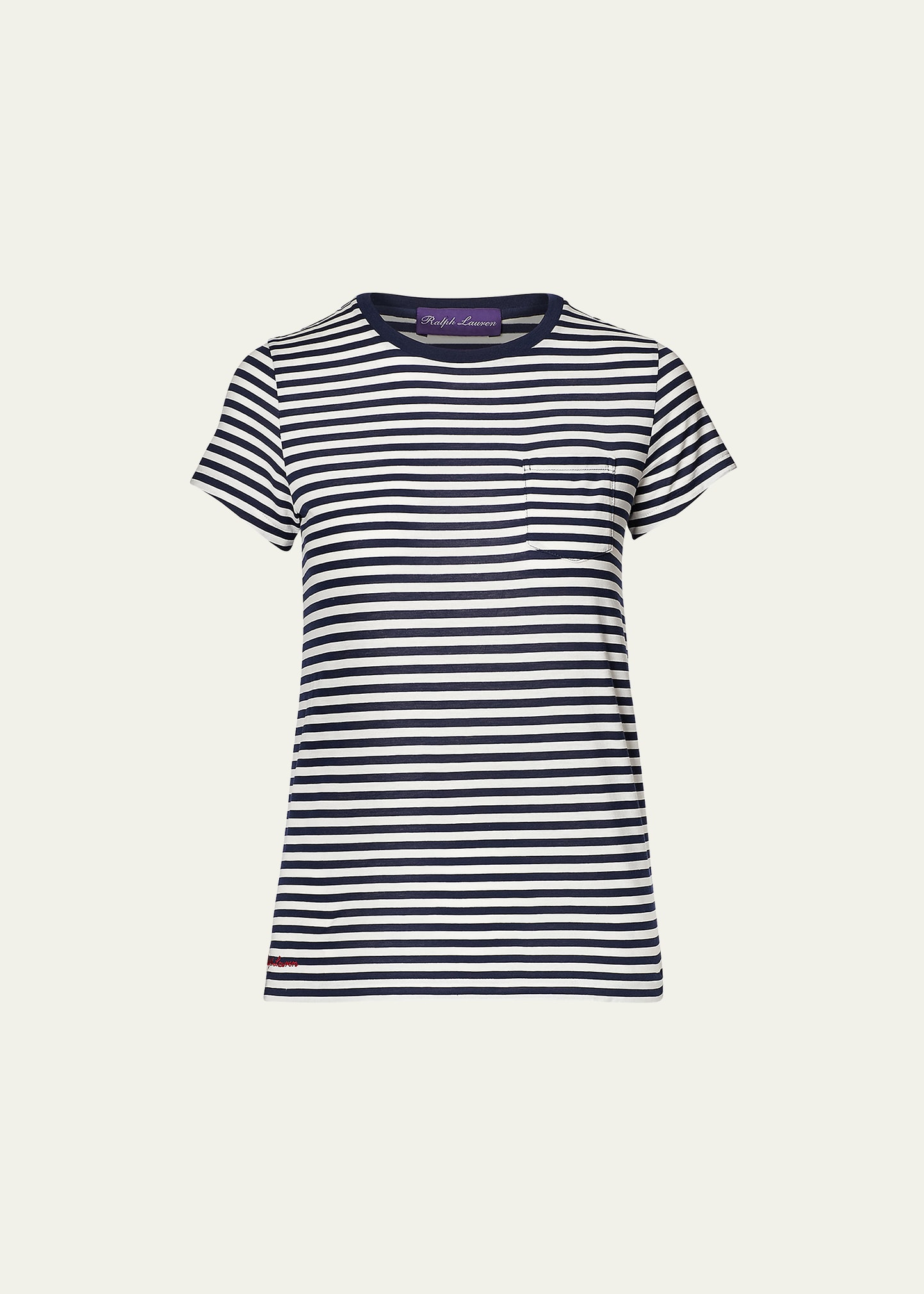 Shop Ralph Lauren Striped Cotton T-shirt In Dark Navy