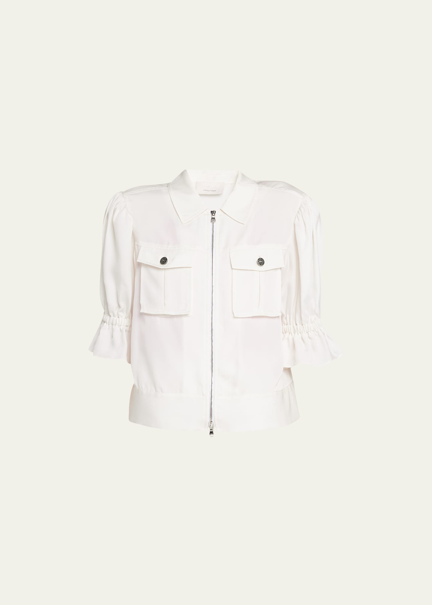 Cinq À Sept Holly Short-sleeve Sateen Jacket In Ivory