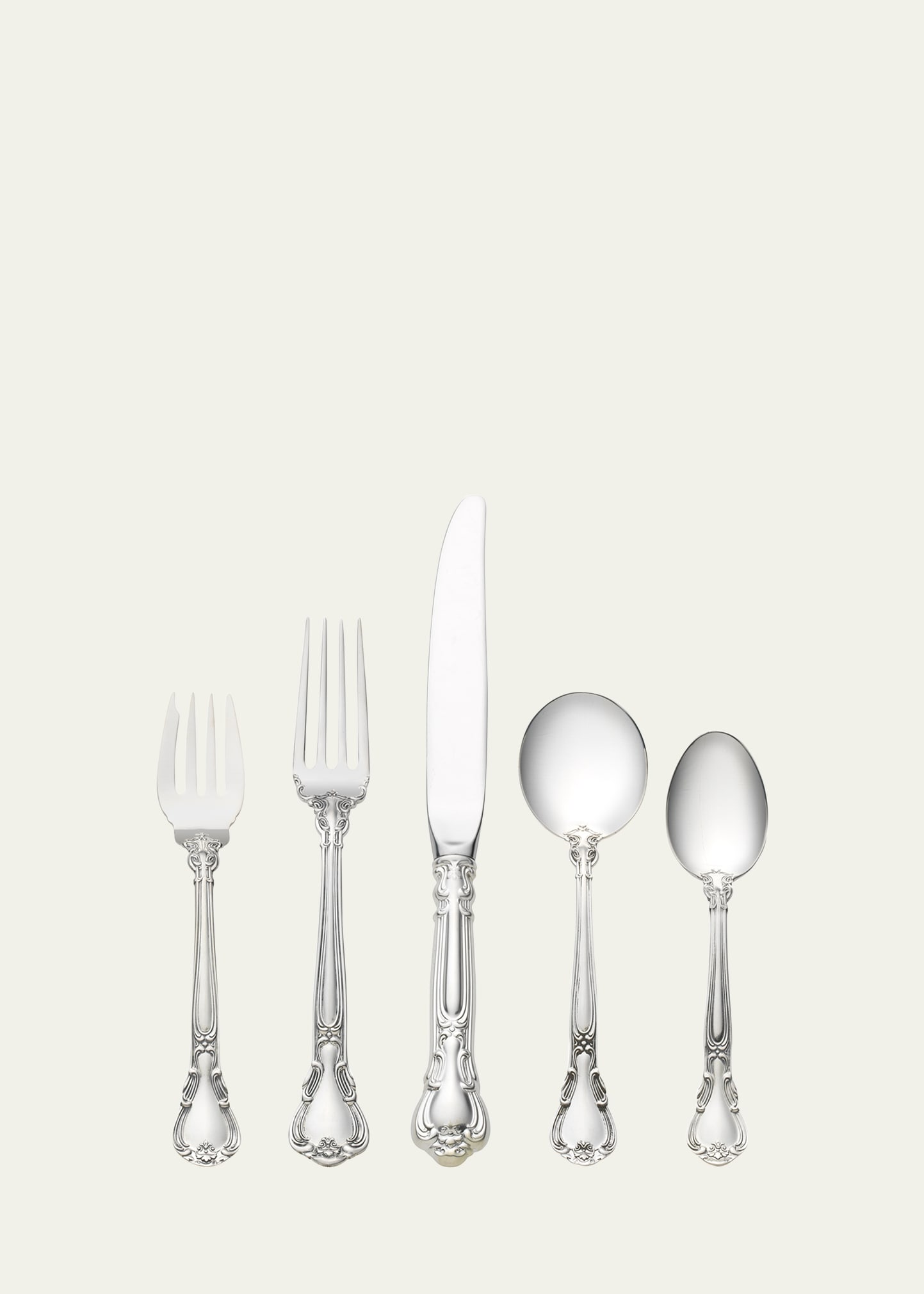 Chantilly 5-Piece Dinner Flatware Setting with Cream Soup Spoon