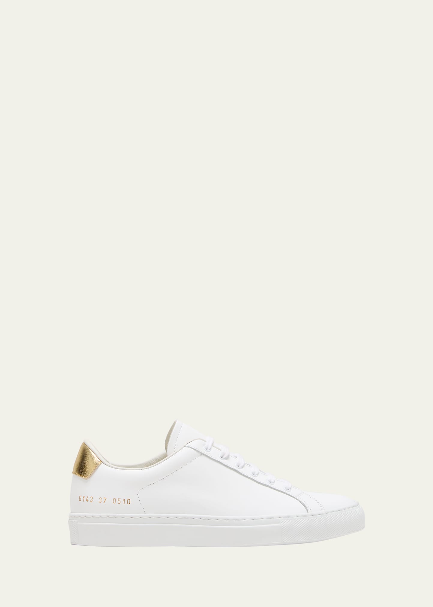 Shop Common Projects Retro Leather Low-top Sneakers In 0510 - White / Go