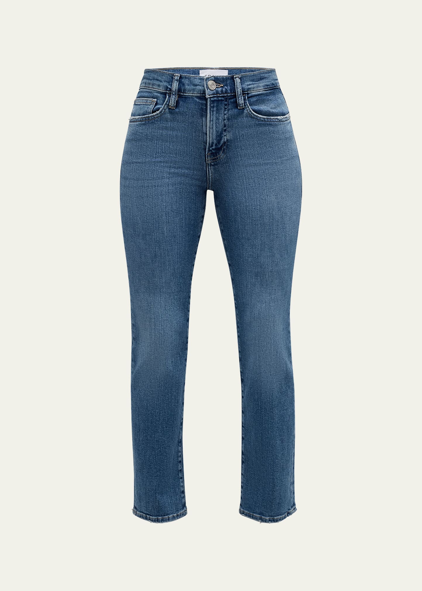 Shop Frame Le High Straight Ankle Jeans In Daphne Blue
