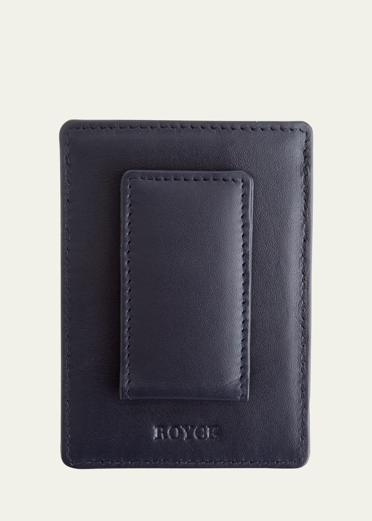 Royce New York Leather Magnetic Money Clip Wallet - Navy Blue