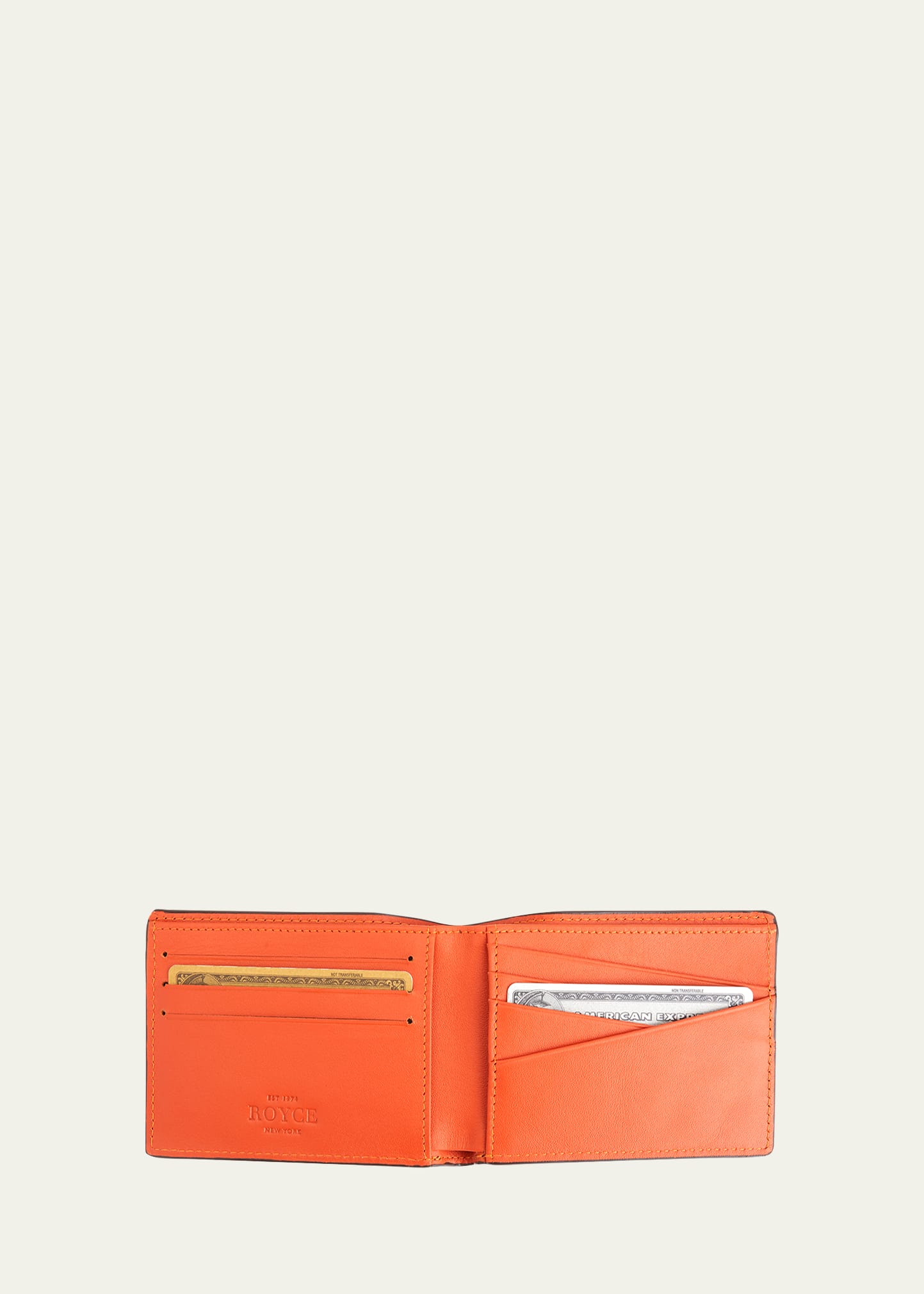 Royce New York Rfid Blocking Bifold Wallet, Personalized In Orange