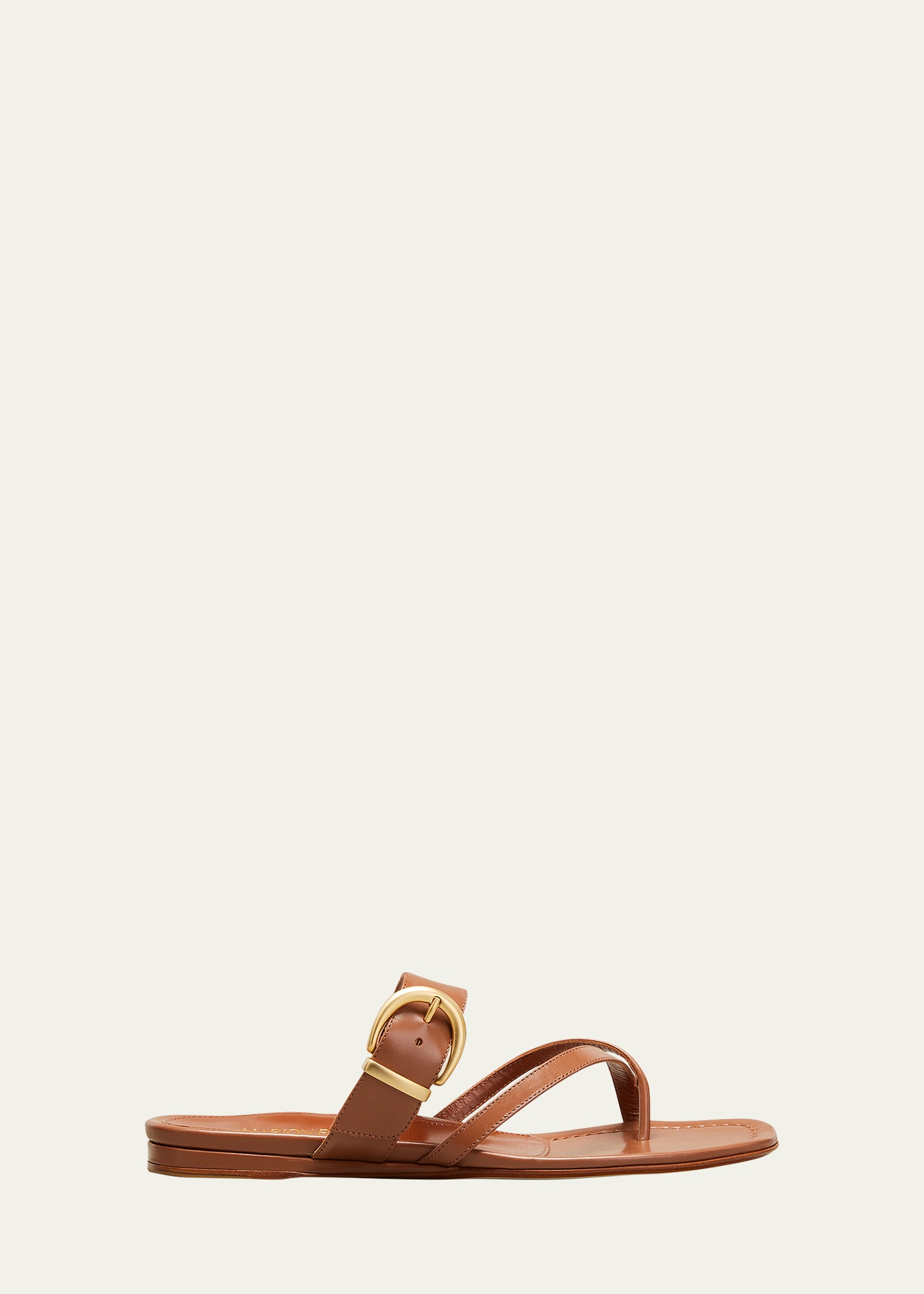 Marion Parke Hayley Calfskin Buckle Flat Slide Sandals