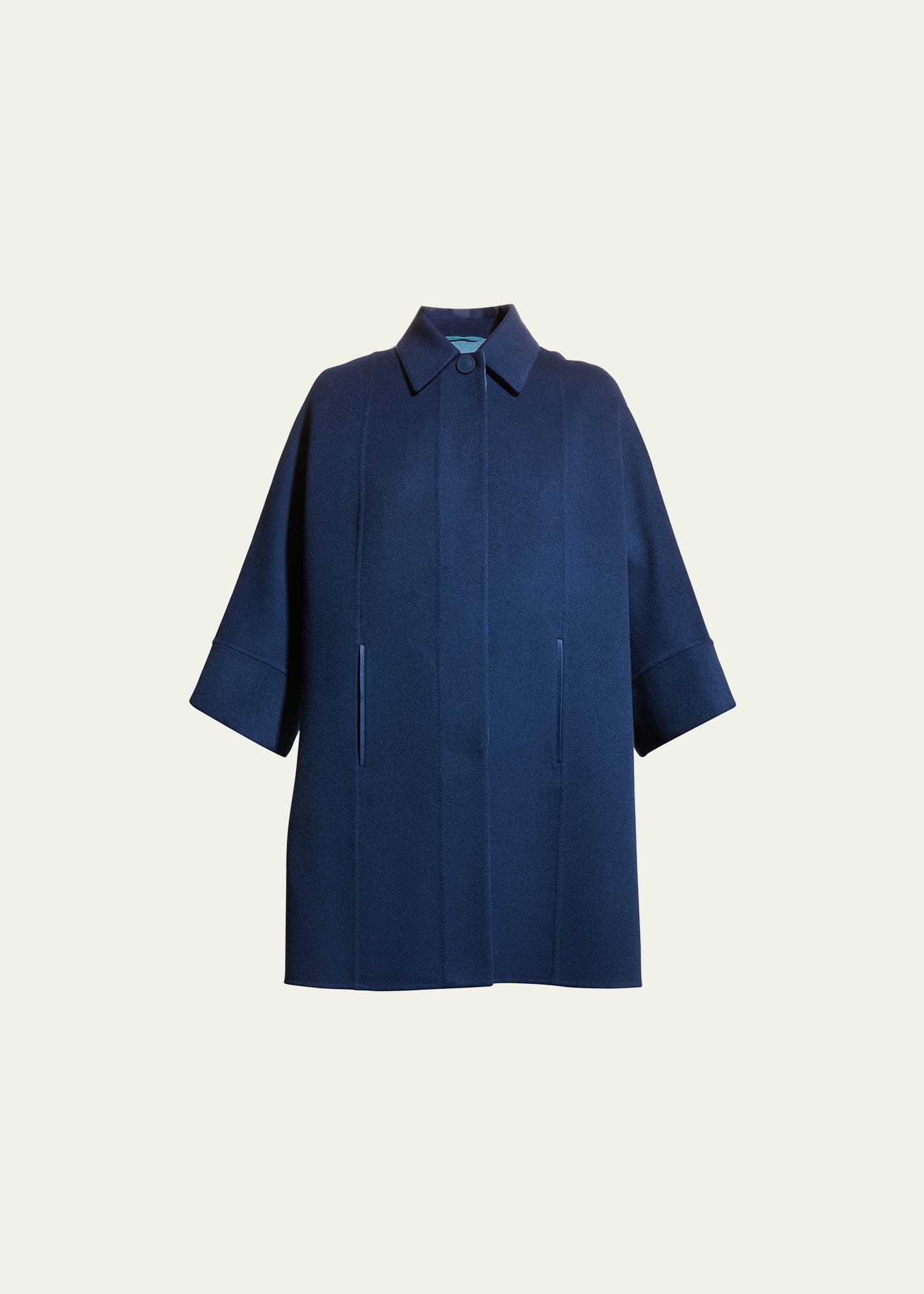 Loro Piana Upper East 3/4-sleeve Cashmere Cape In Blue