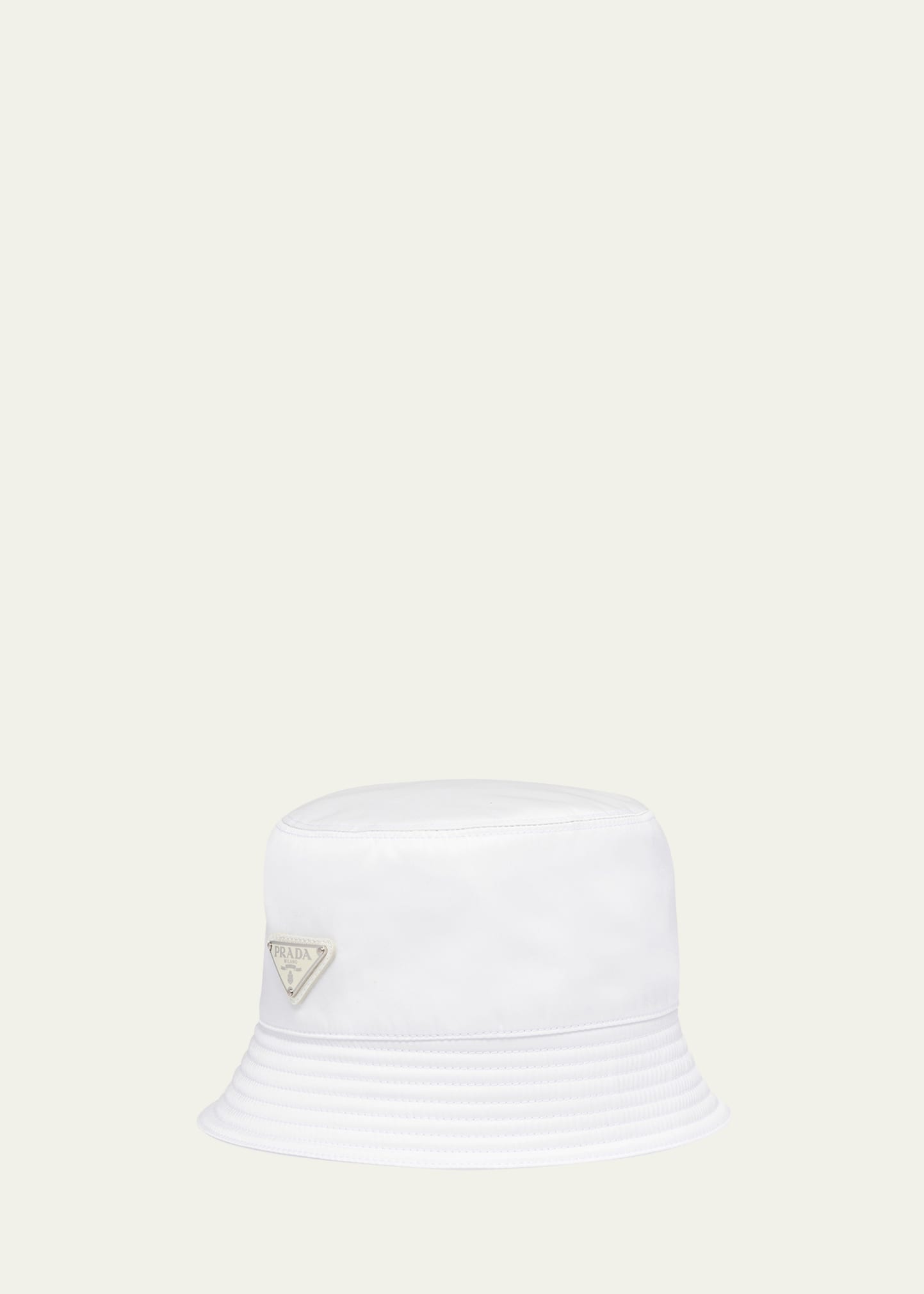Shop Prada Men's Nylon Bucket Hat In Bianco