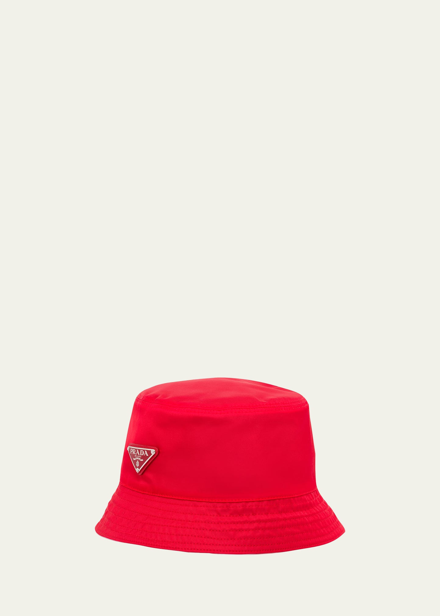 Shop Prada Men's Nylon Bucket Hat In Rosso