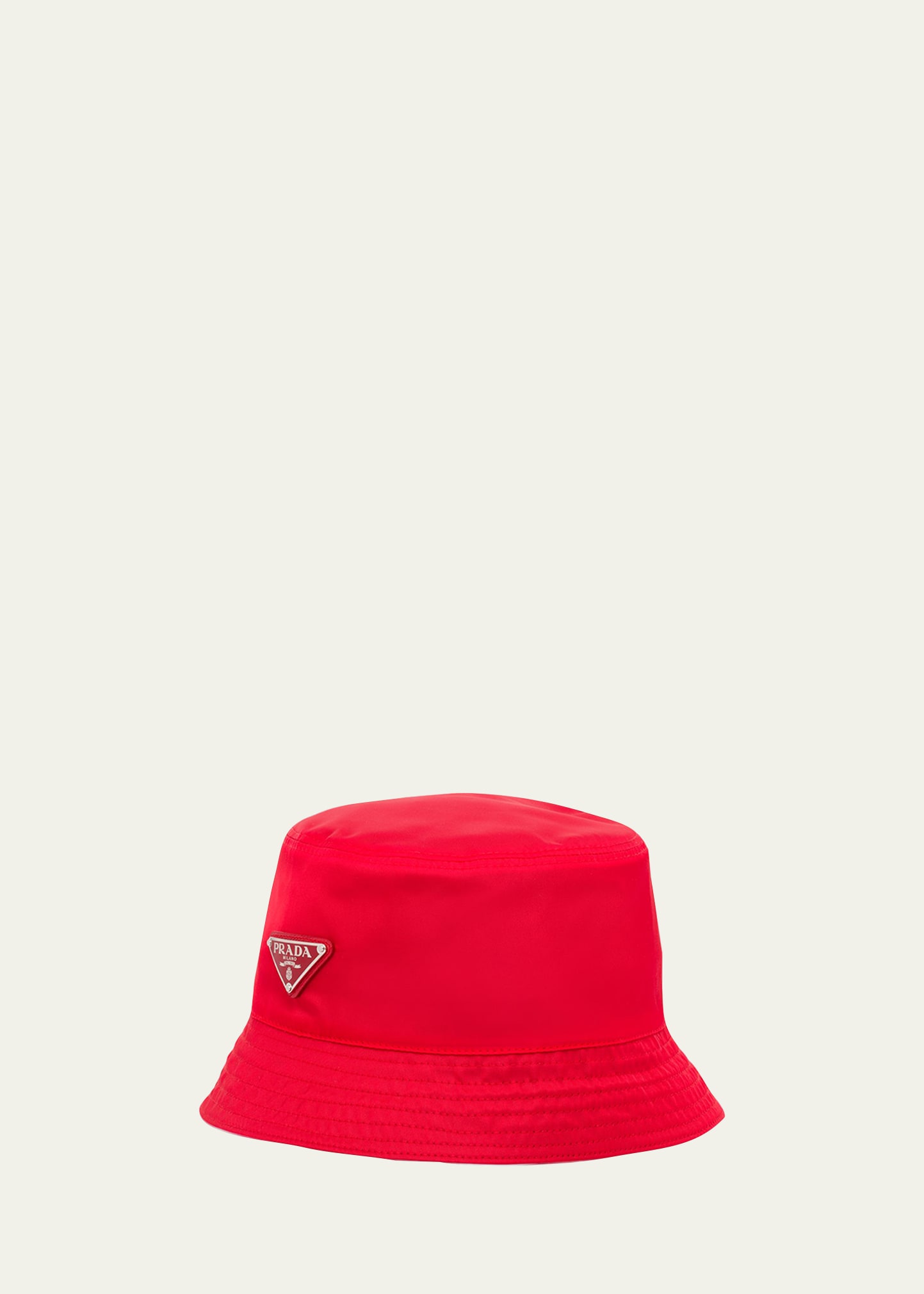 Prada Nylon Logo Bucket Hat Rosso