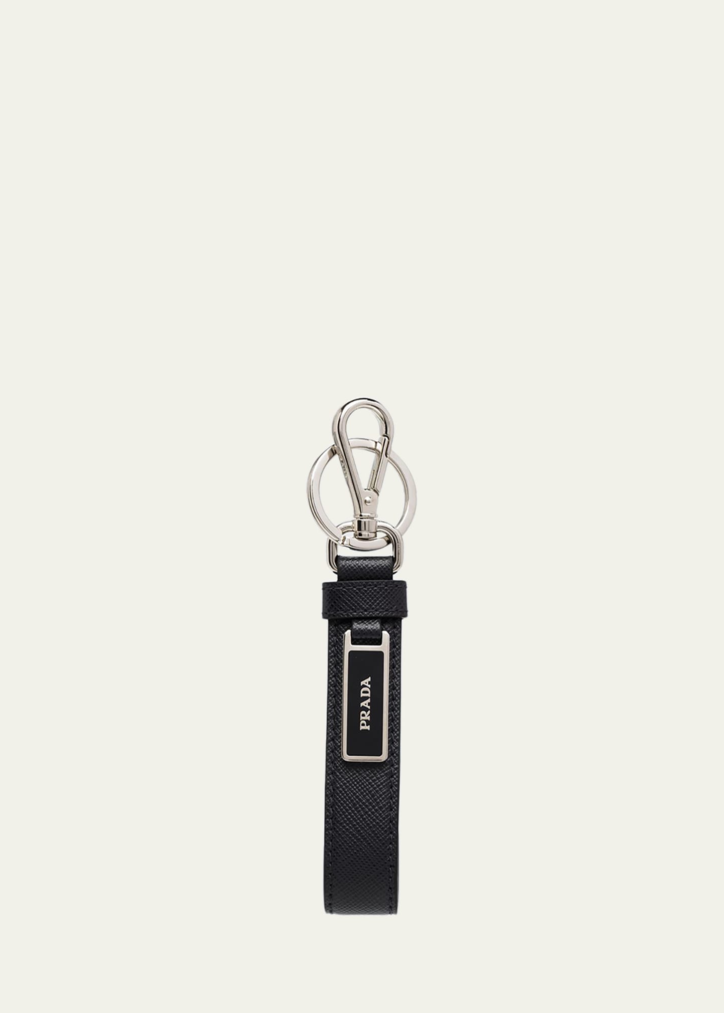 Men's Saffiano Leather Logo Keychain