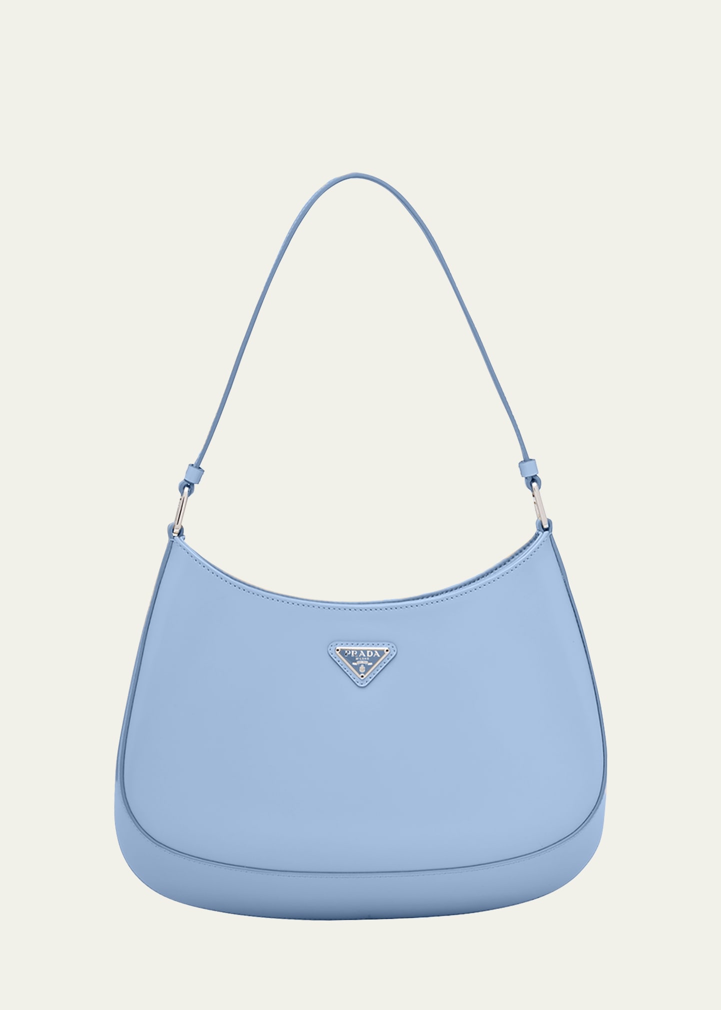 Prada Cleo Brushed Leather Mini Bag, Women, Celeste