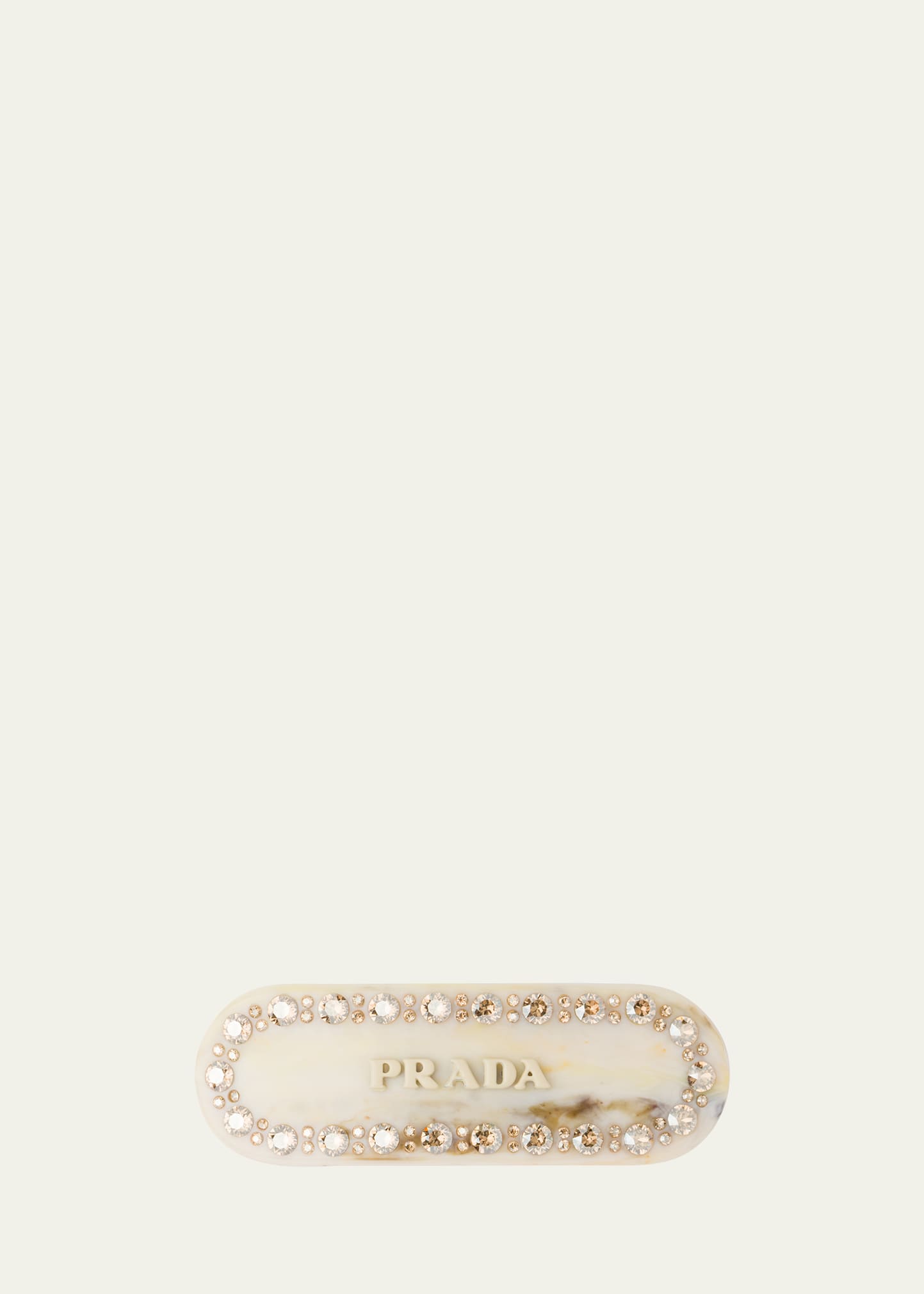 Prada Crystal-embellished Logo Hair Clip In White