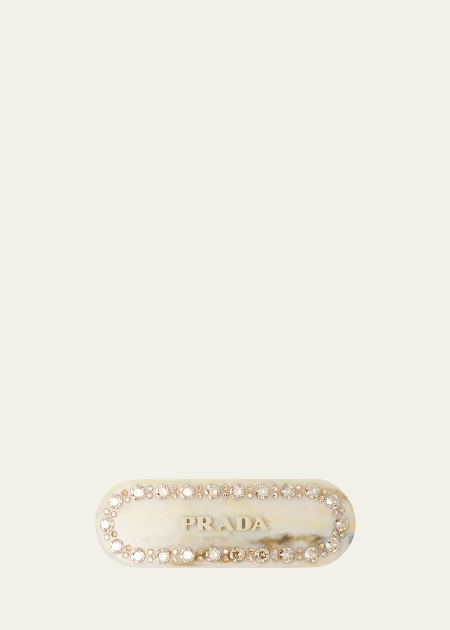 Prada Crystal Embellished Logo Hair Clip In F0442 Petalo