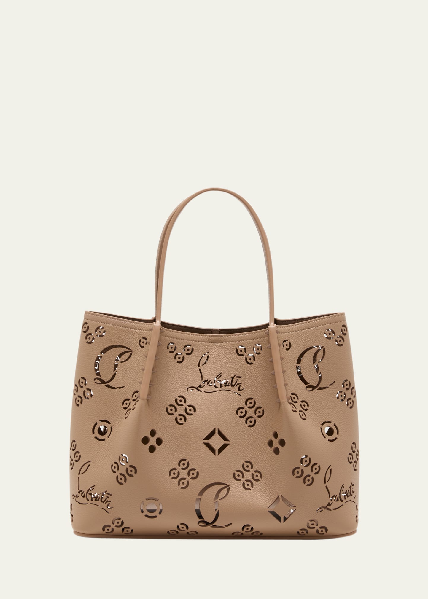 Christian Louboutin Small Cabarock Loubinthesky Perforated Leather Tote In Brown