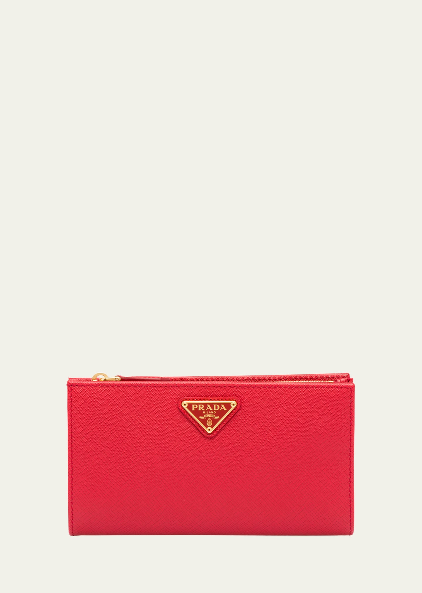 Prada Large Saffiano Leather Wallet In F068z Fuoco