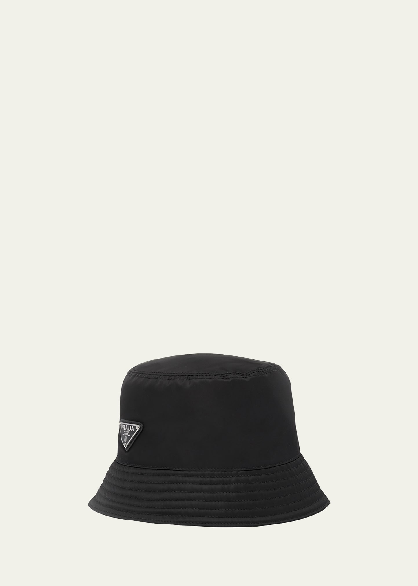 Re Nylon Embellished Bucket Hat in Black - Prada