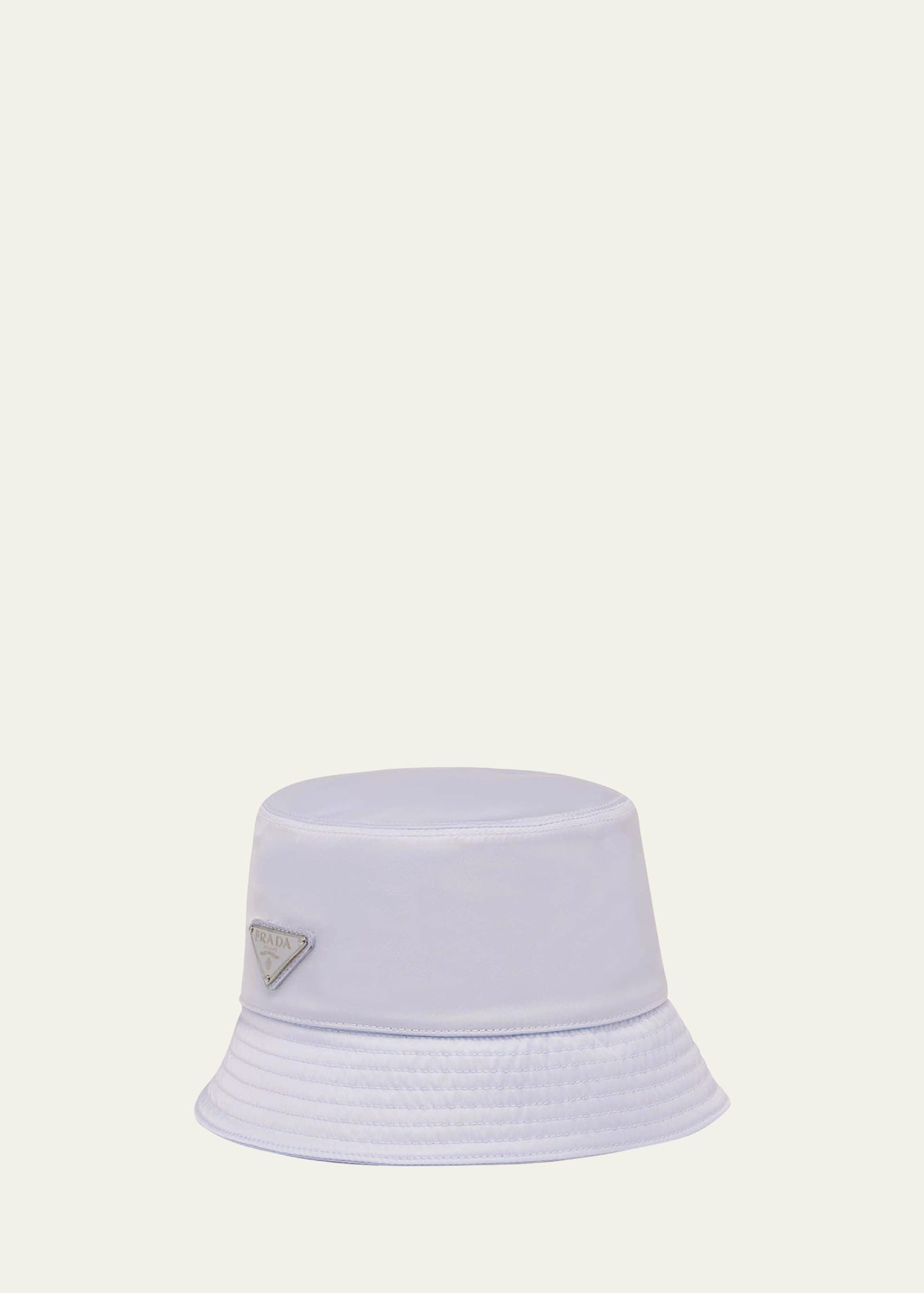Prada White Re-nylon Logo Plaque Bucket Hat In F0230 Glicine