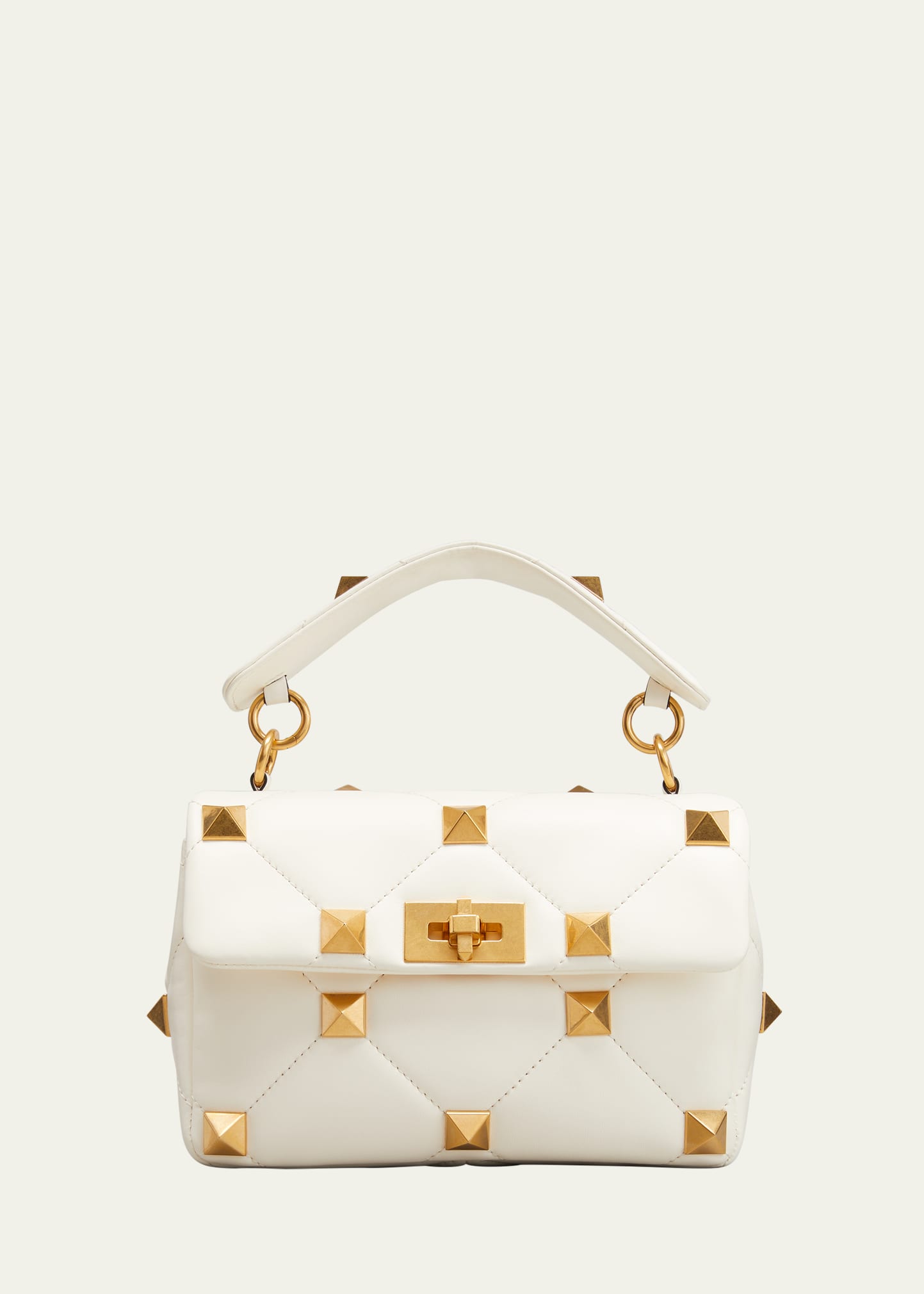 Valentino Garavani Roman Stud Medium Quilted Chain Shoulder Bag In Ivory