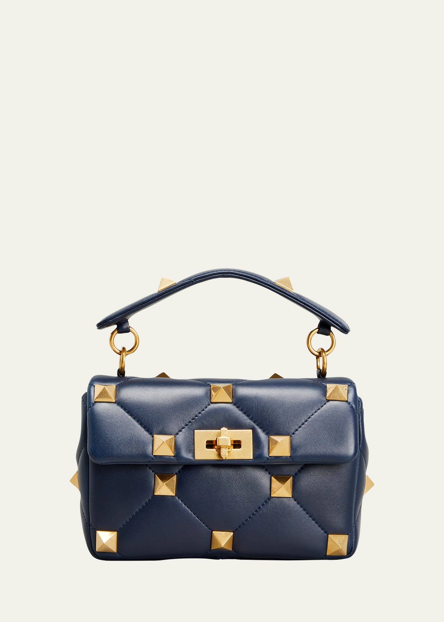 Valentino Garavani Roman Stud Medium Quilted Chain Shoulder Bag In Marine