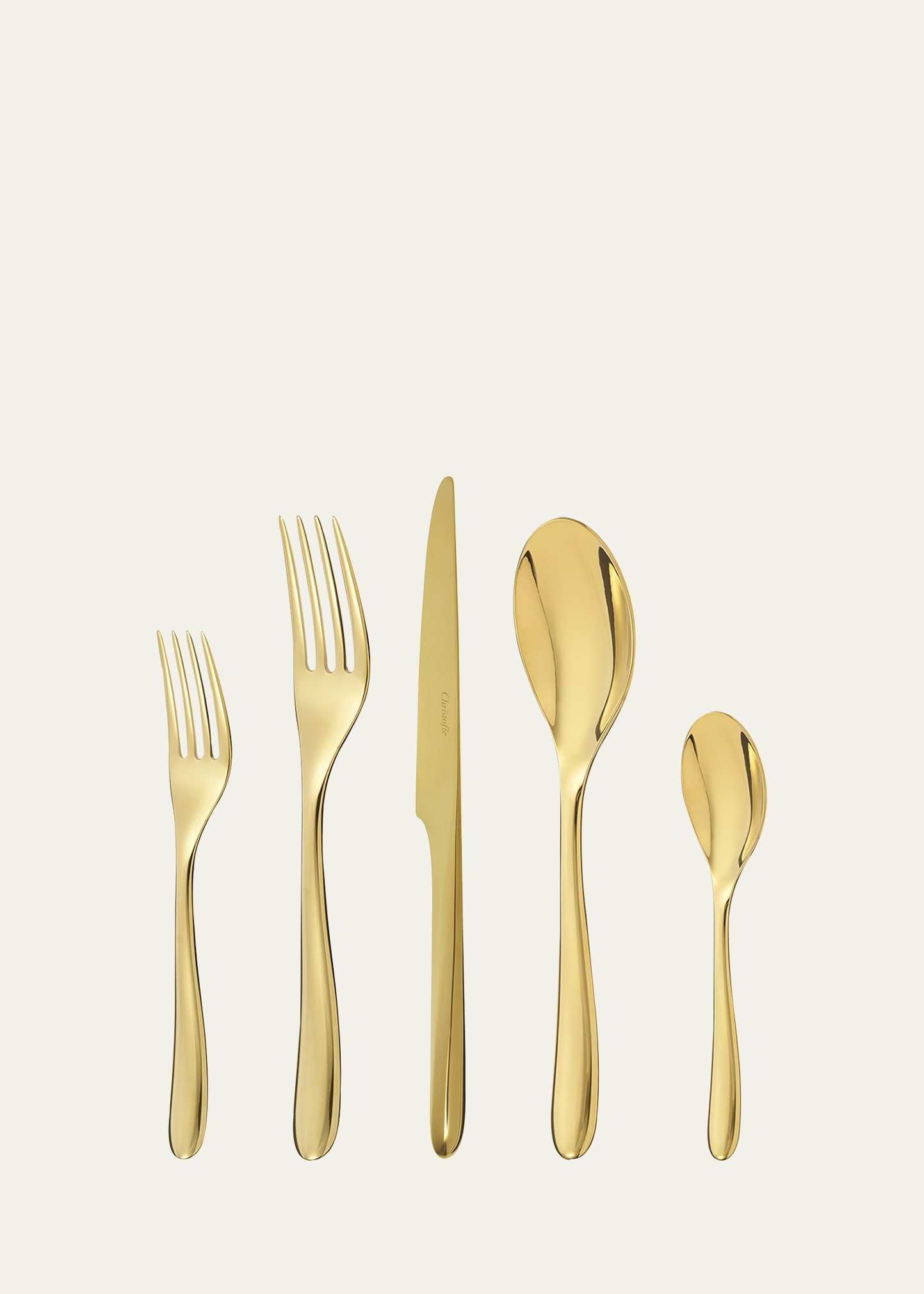 Christofle 5 Piece Place Setting, Gold Tone In Gold