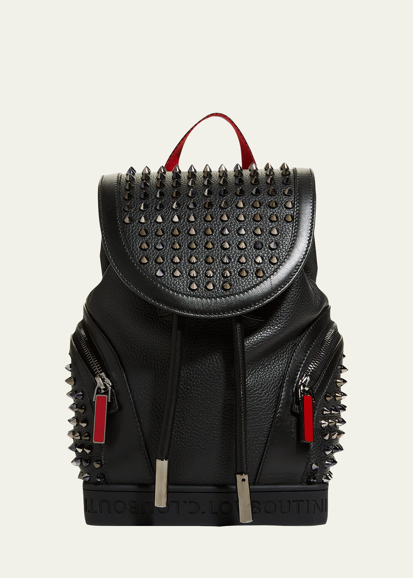 Shop Christian Louboutin Men's Explorafunk Spiked Leather Backpack In Black Multi