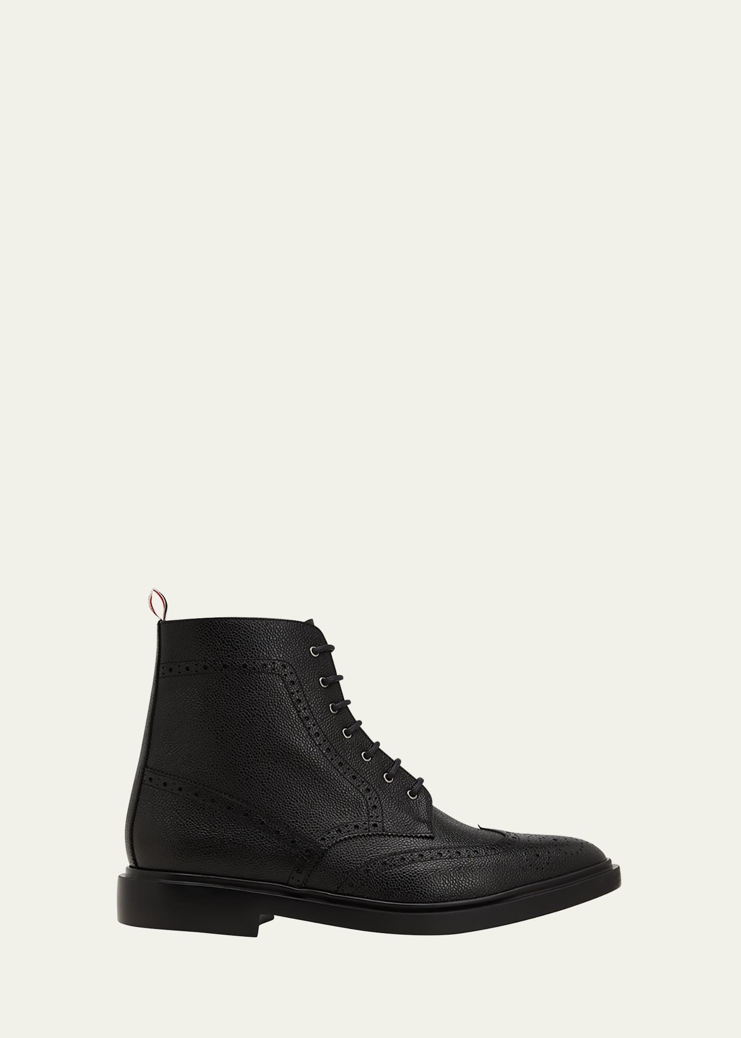 Shop Thom Browne Men's Pebbled Leather Wingtip Ankle Boots In Black