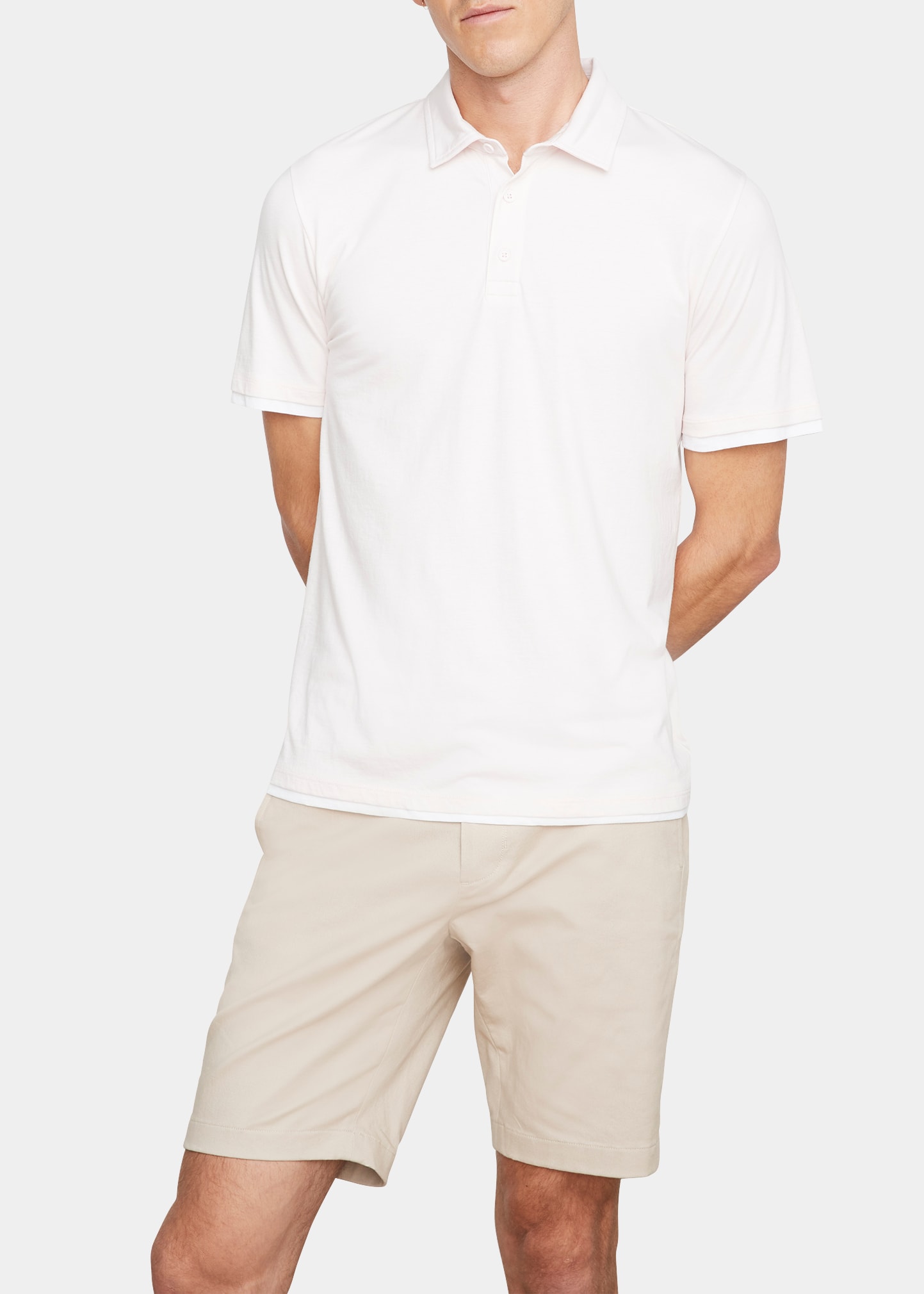 Vince Regular Fit Garment Dyed Cotton Polo Shirt In Pink Sand/white