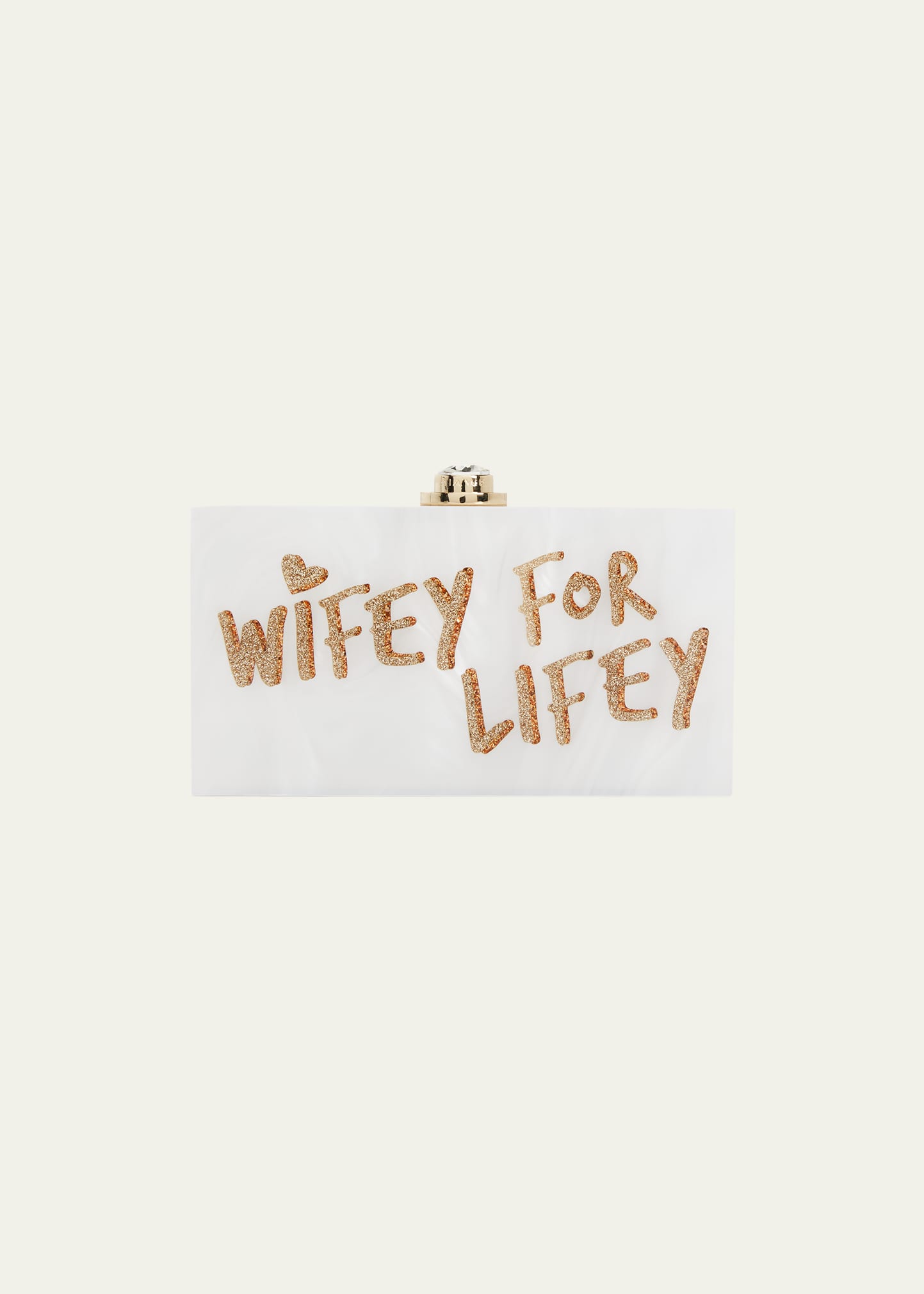 Shop Sophia Webster Cleo Wifey For Lifey Clutch Bag In White/gold