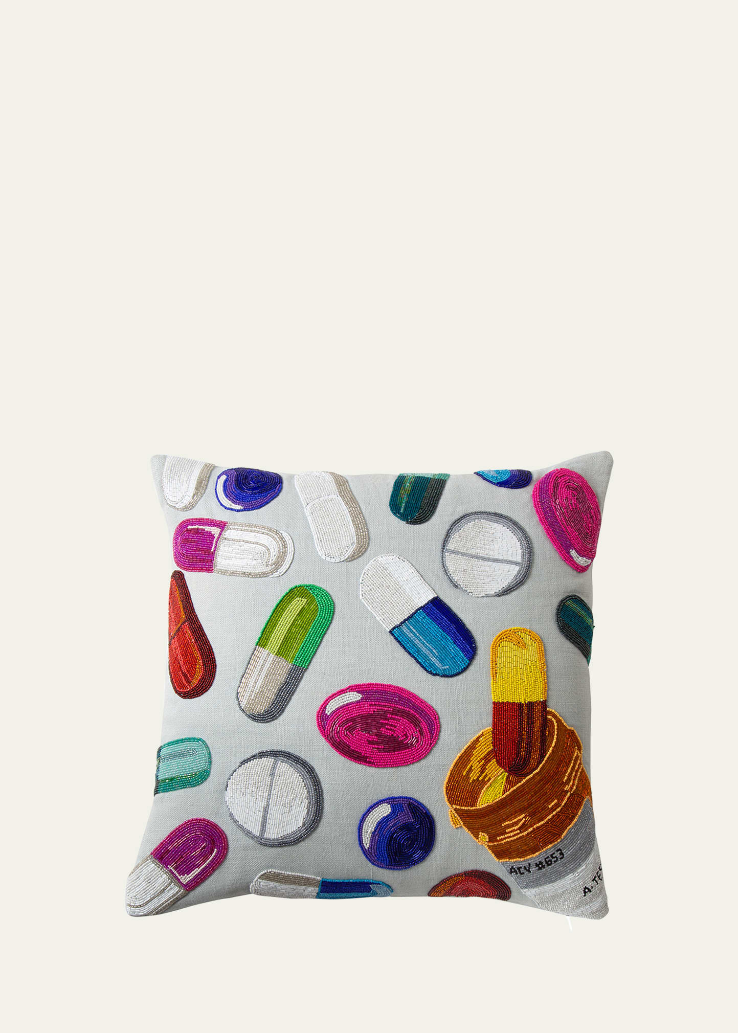 Jonathan Adler Happy Pills Beaded Pillow In Multi