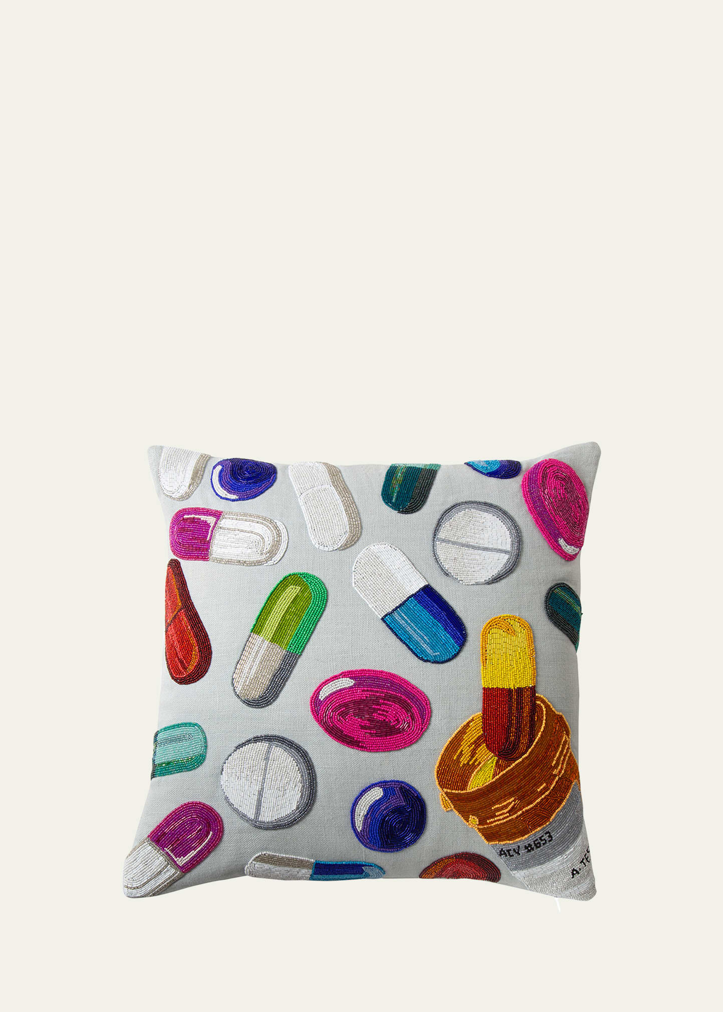 Shop Jonathan Adler Happy Pills Beaded Pillow In Multi