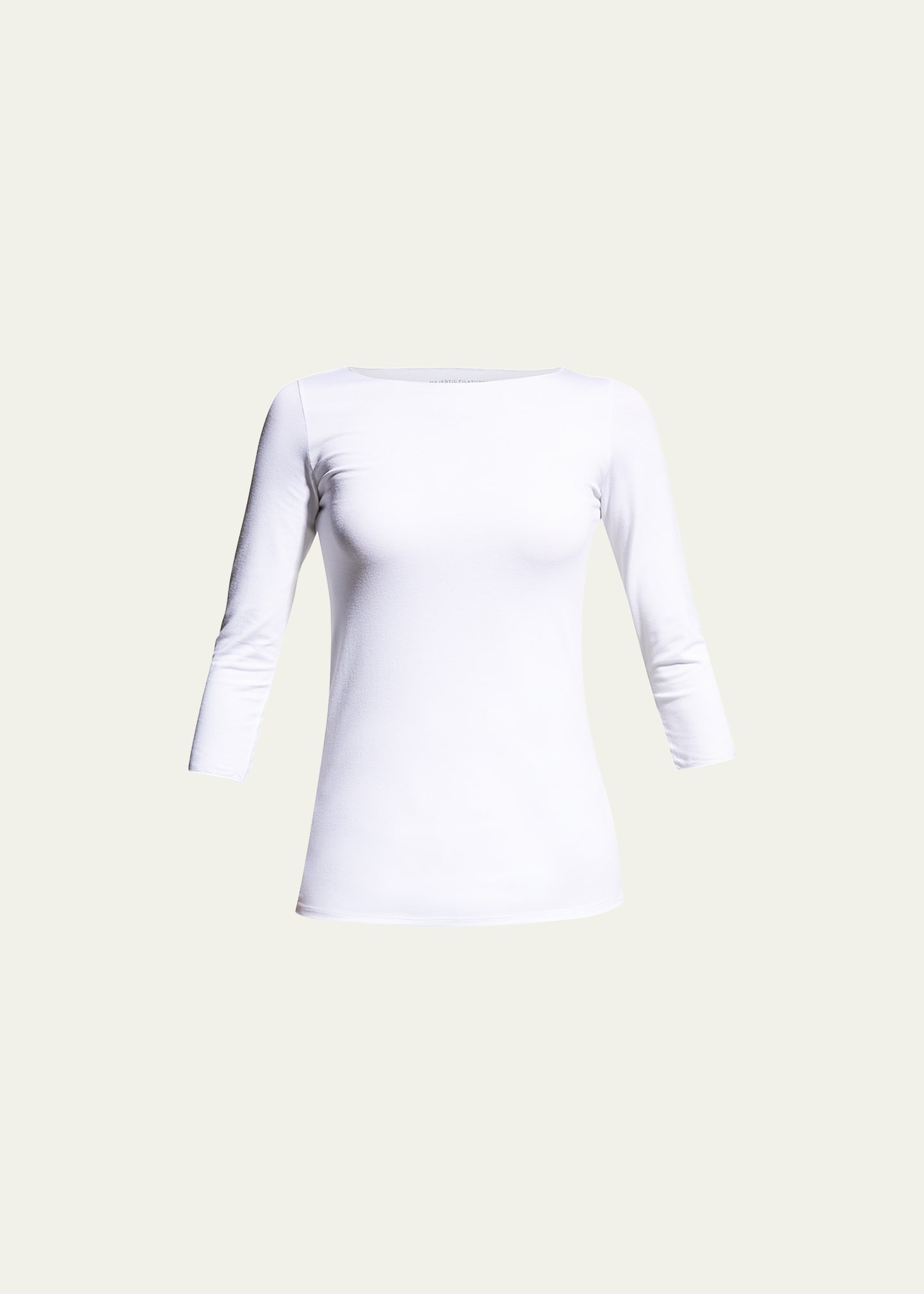 Majestic Soft-touch Marrow-edge Boat-neck Top In Blanc