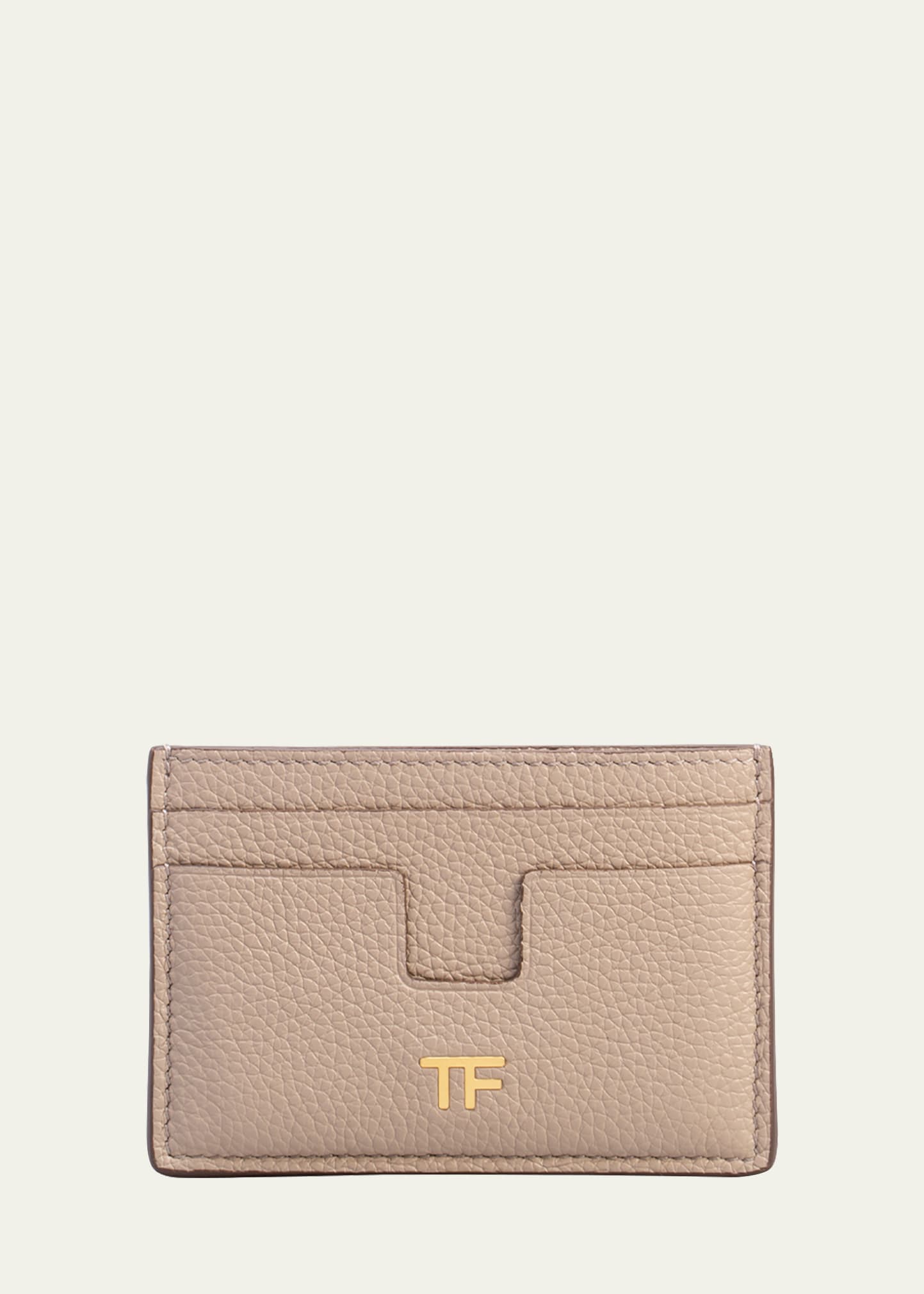 Tom Ford Classic Tf Leather Card Case In Silk Taupe