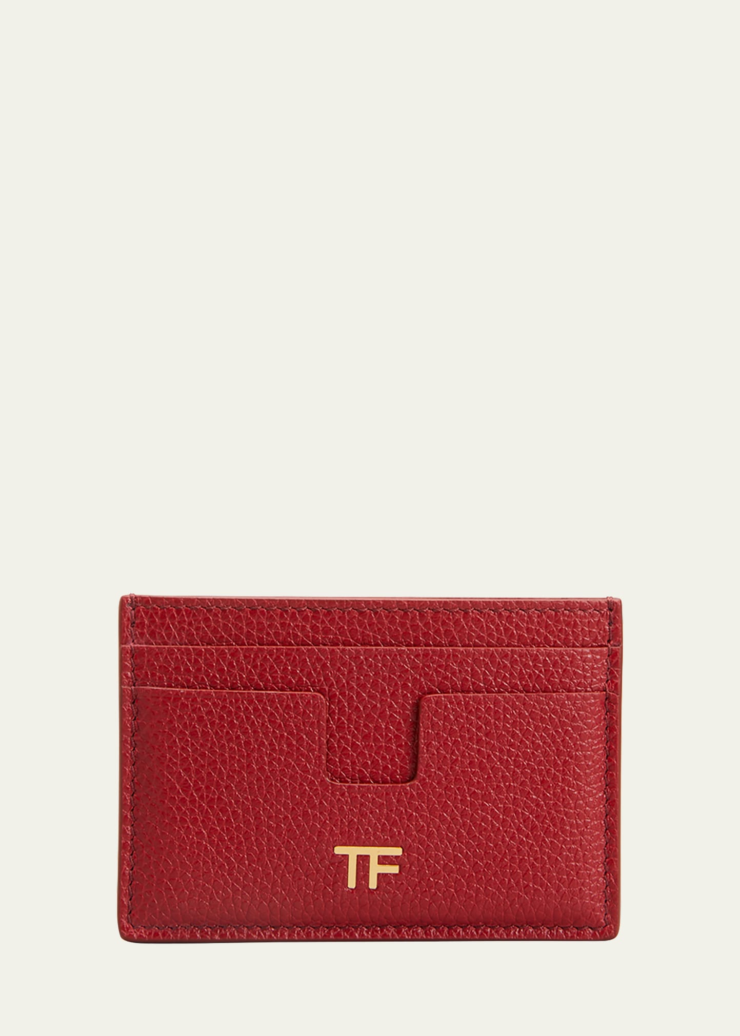 Tom Ford Classic Tf Leather Card Case In Jungle Red
