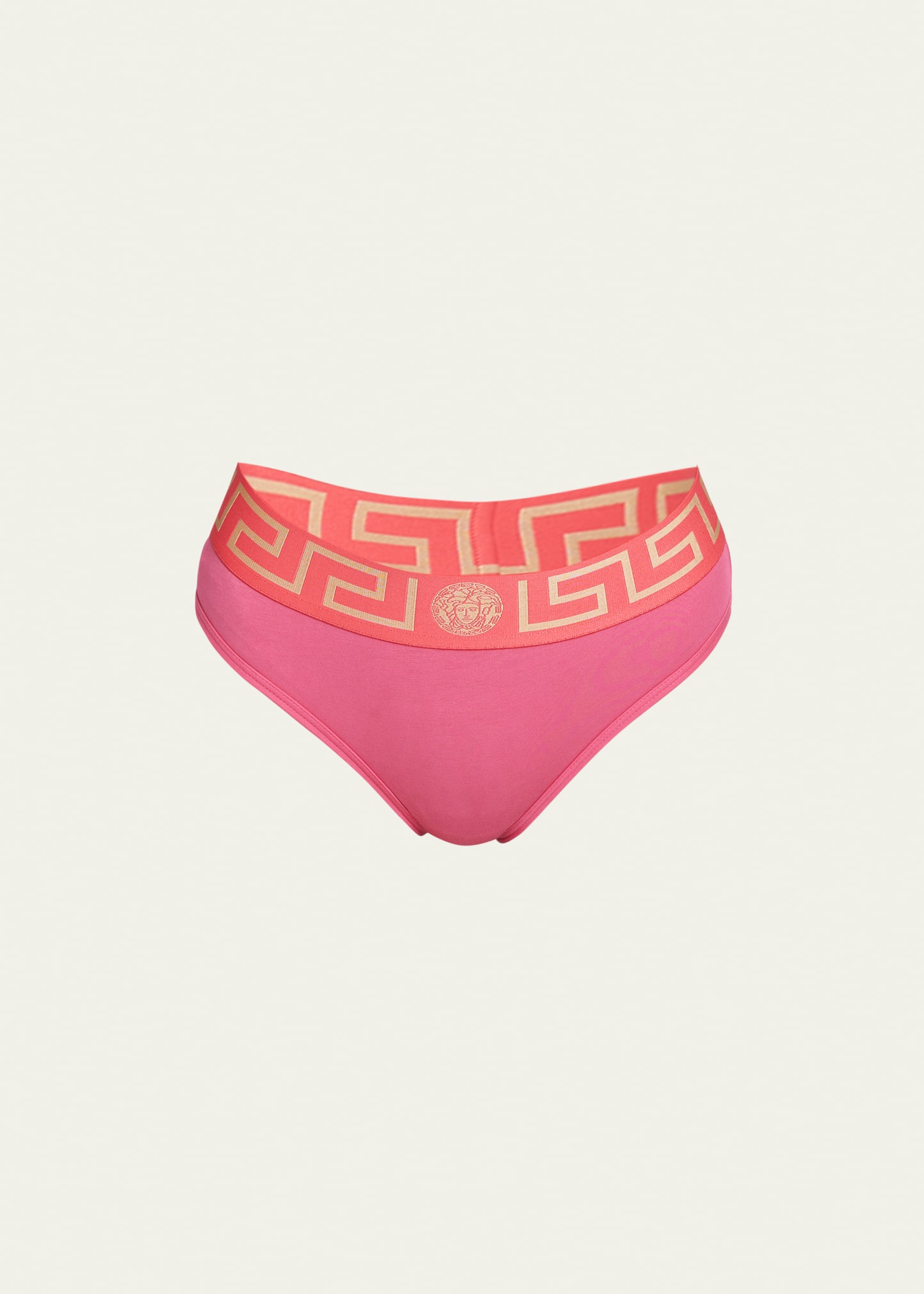 Versace Greca Border High-leg Jersey Briefs In Tropical Pink Re