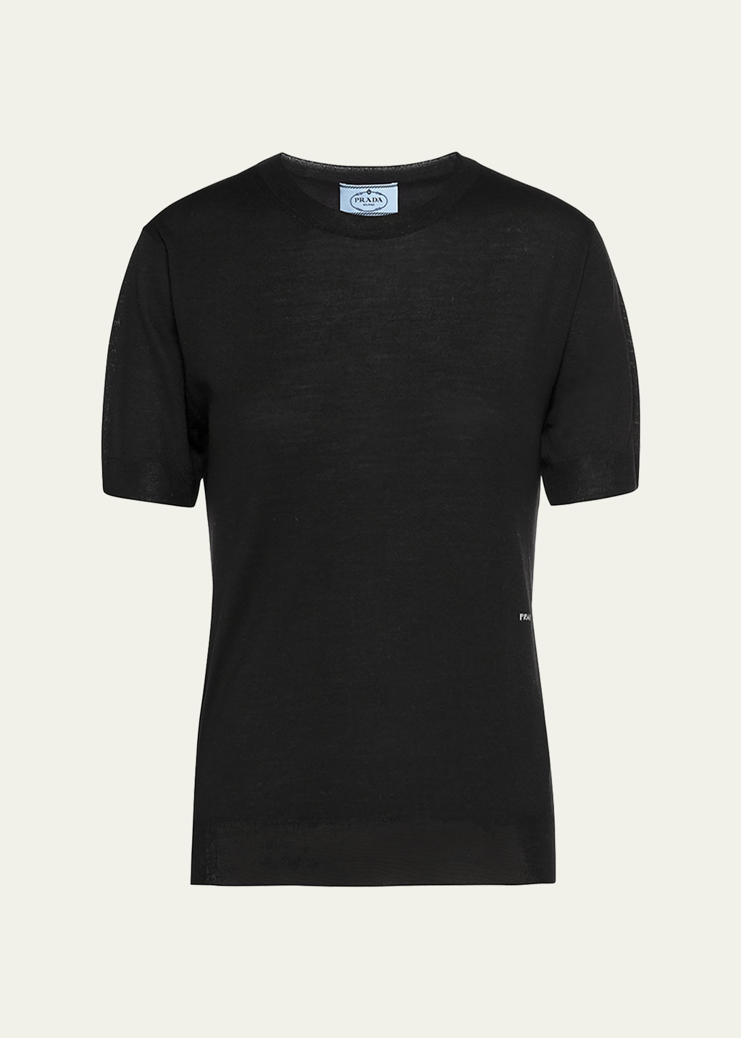 Prada Wool Short-sleeve Sweater In F0002 Nero