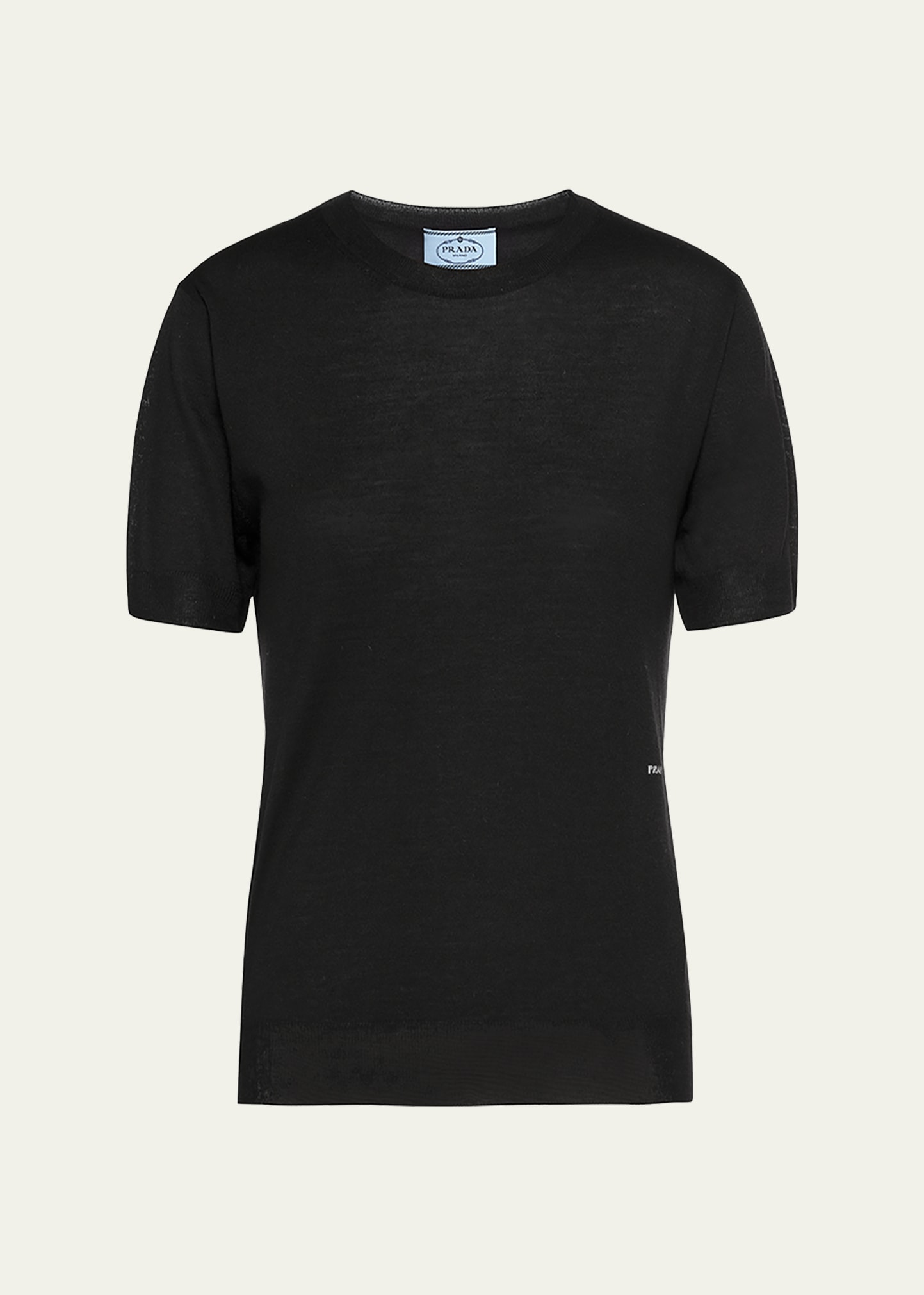 Shop Prada Wool Short-sleeve Sweater In F0002 Nero