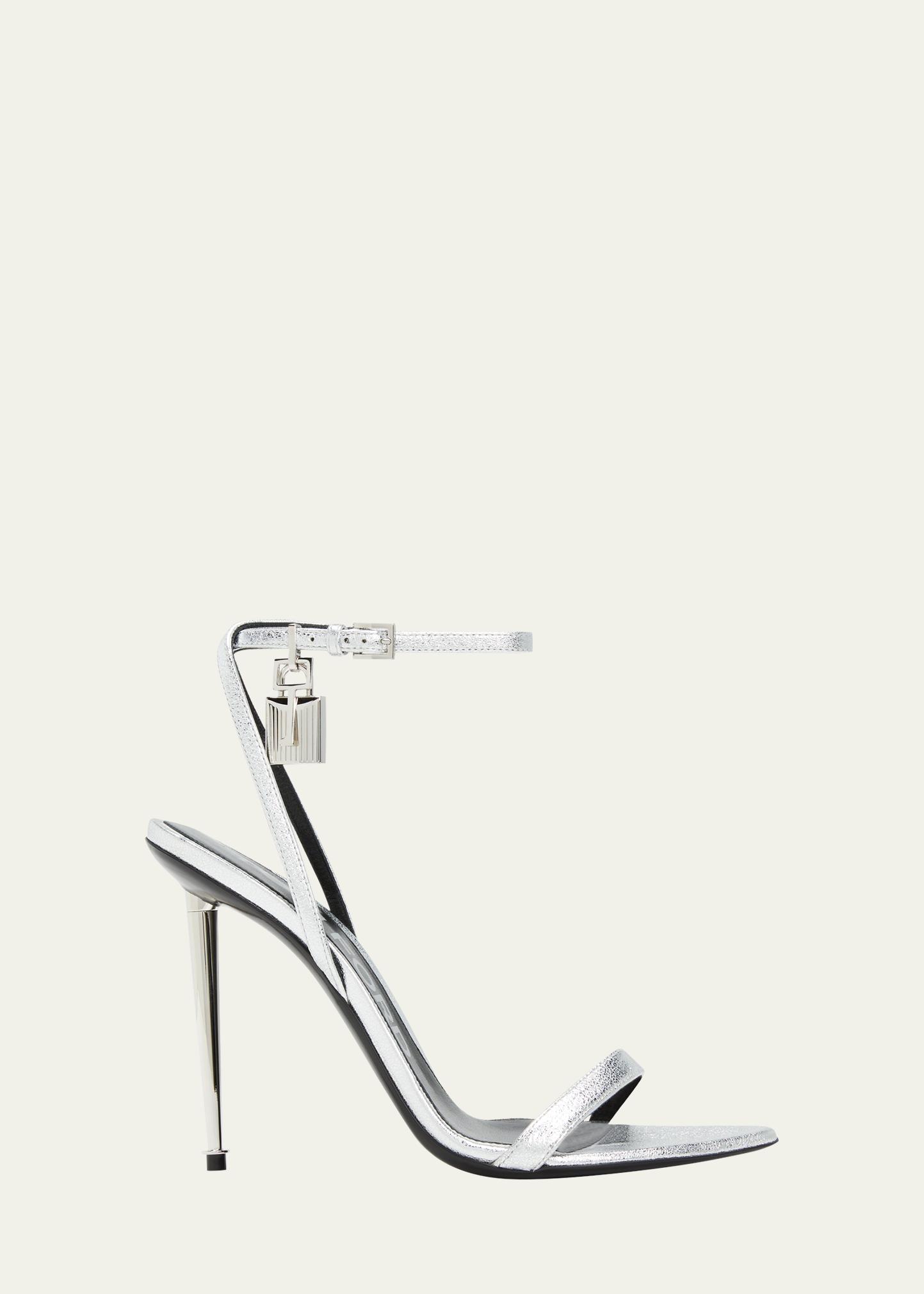 Padlock Metallic Stiletto Sandals