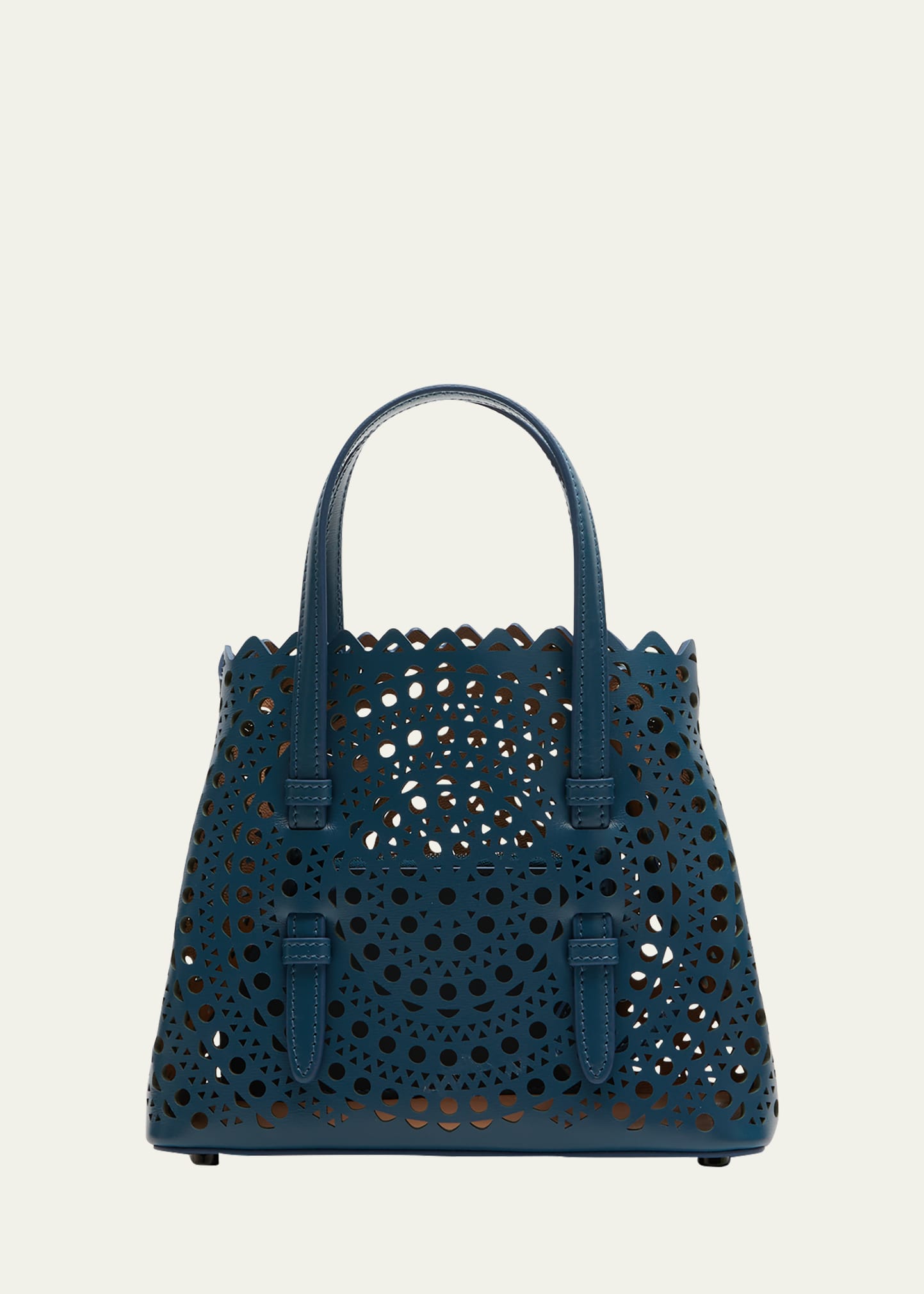 Alaïa Mina 20 Vienne Laser-cut Top-handle Bag In 511 - Bleu Ardois