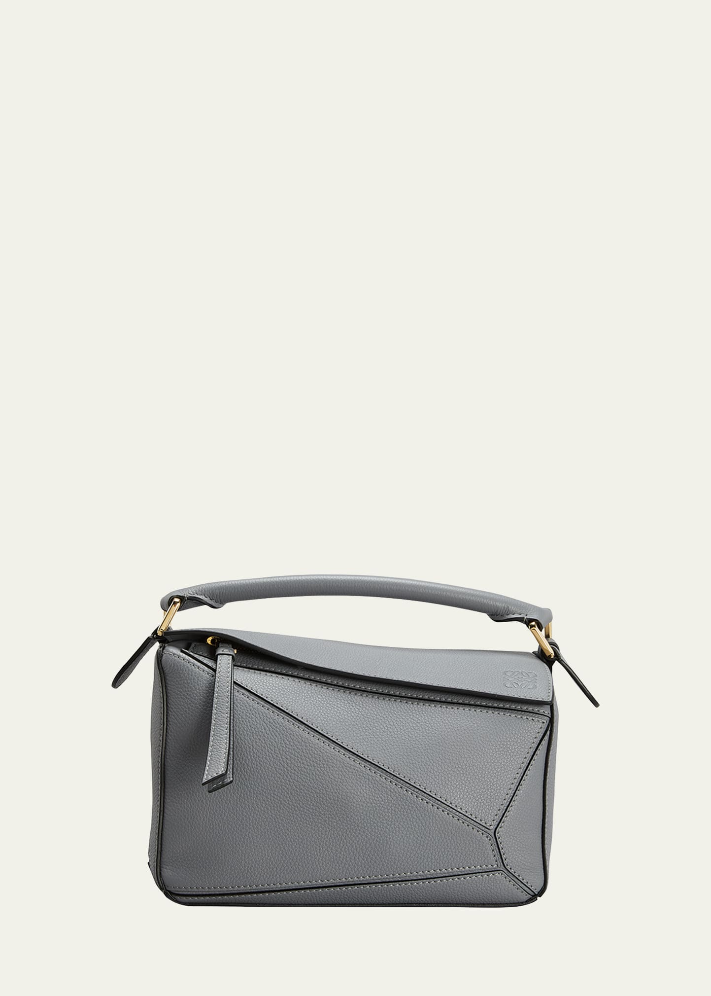 Loewe Small Puzzle Leather Bag In Asphalt Grey
