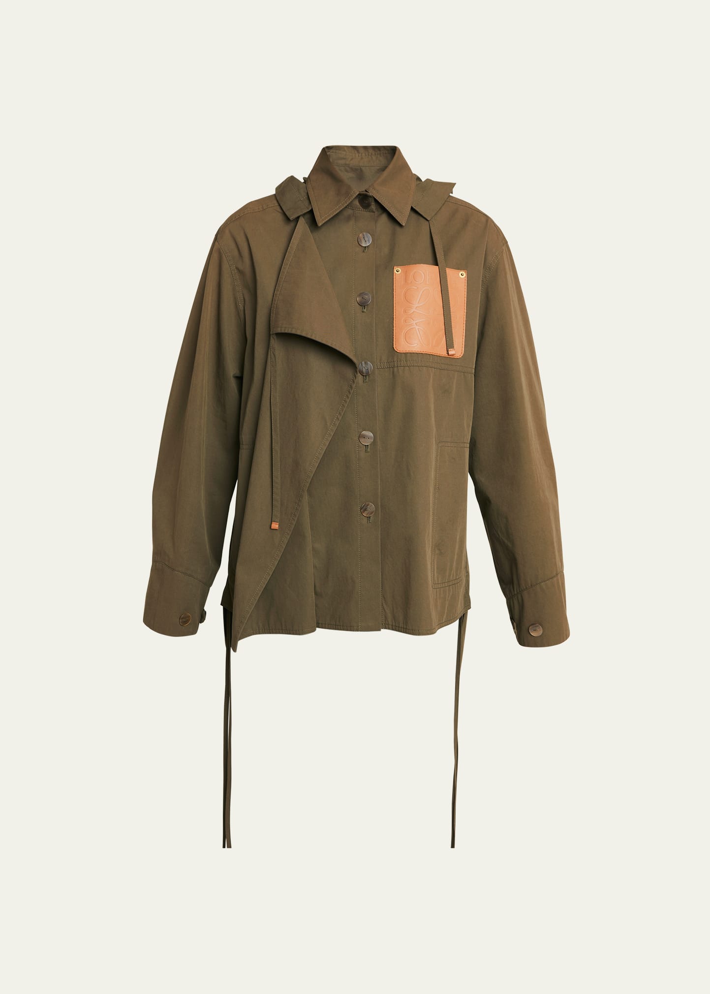 Loewe Hooded Parka Jacket In Khaki