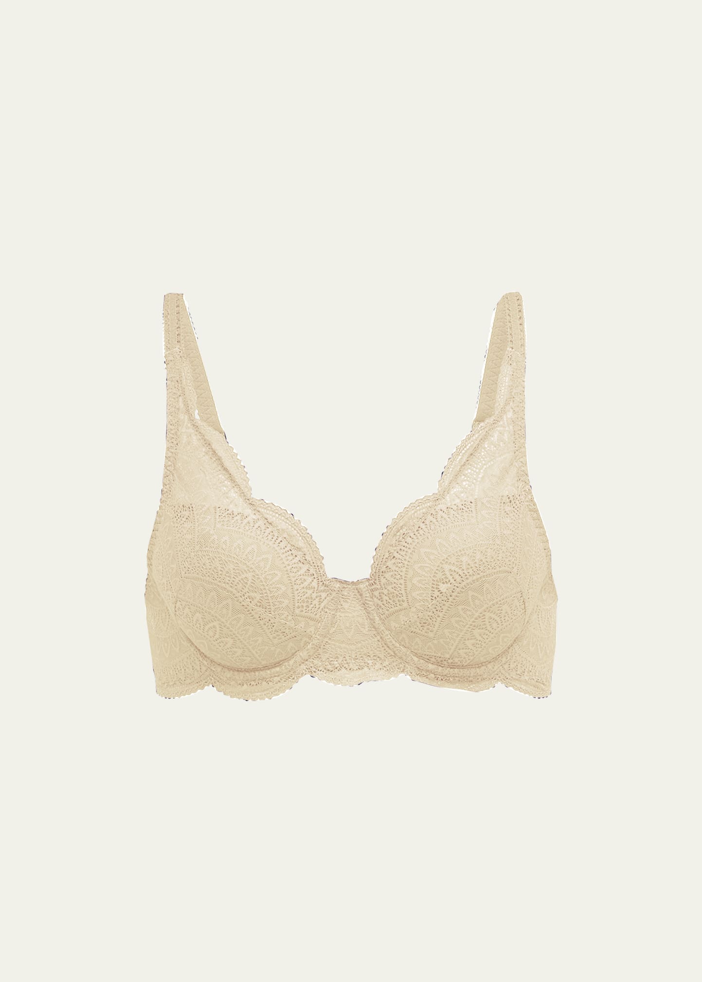 Shop Simone Perele Karma 3d Molded Bra With Triangle Lace In Peau Rose