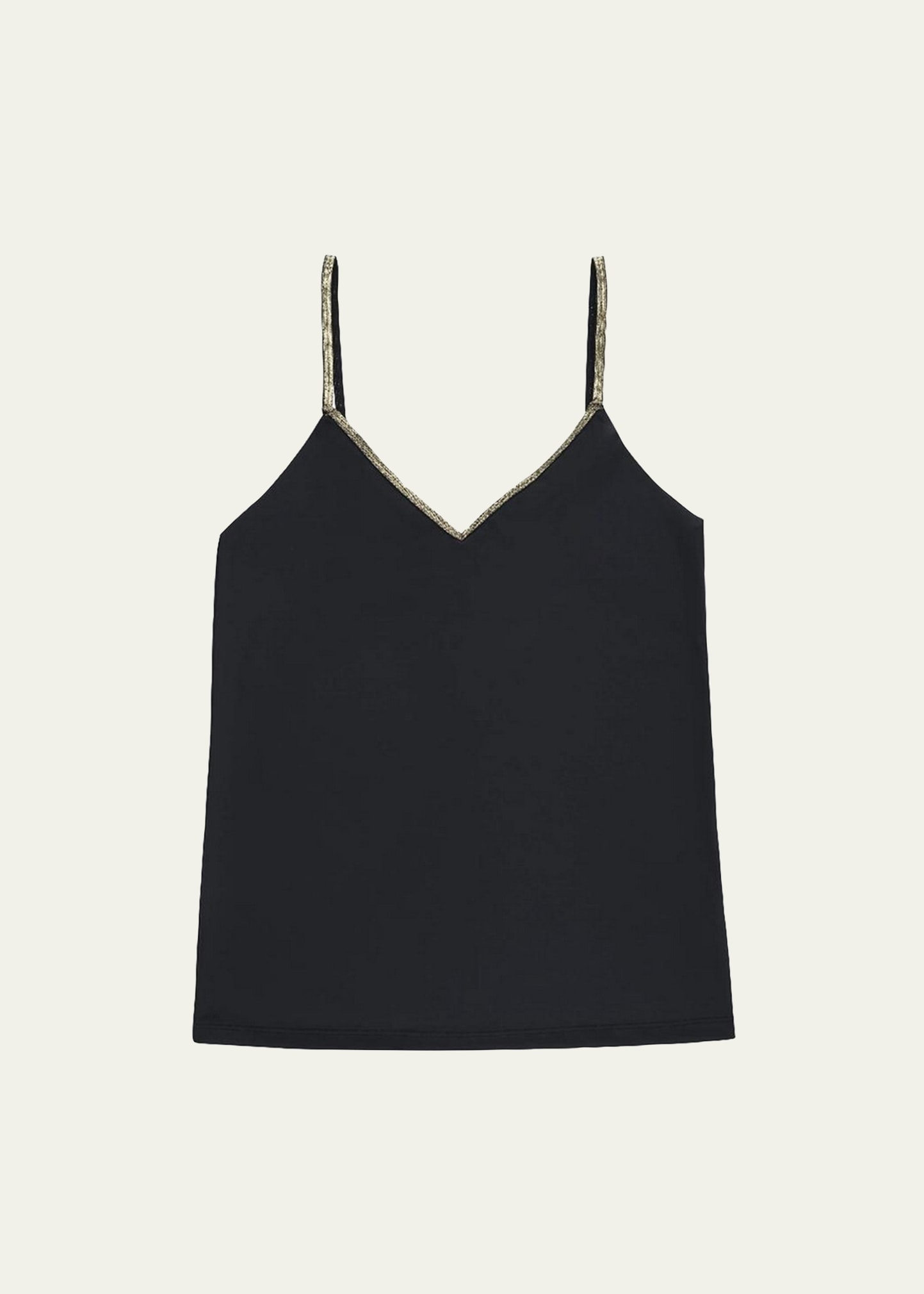 Uwila Warrior Happy Seams Camisole Top With Gold Trim In Tap Shoe Black