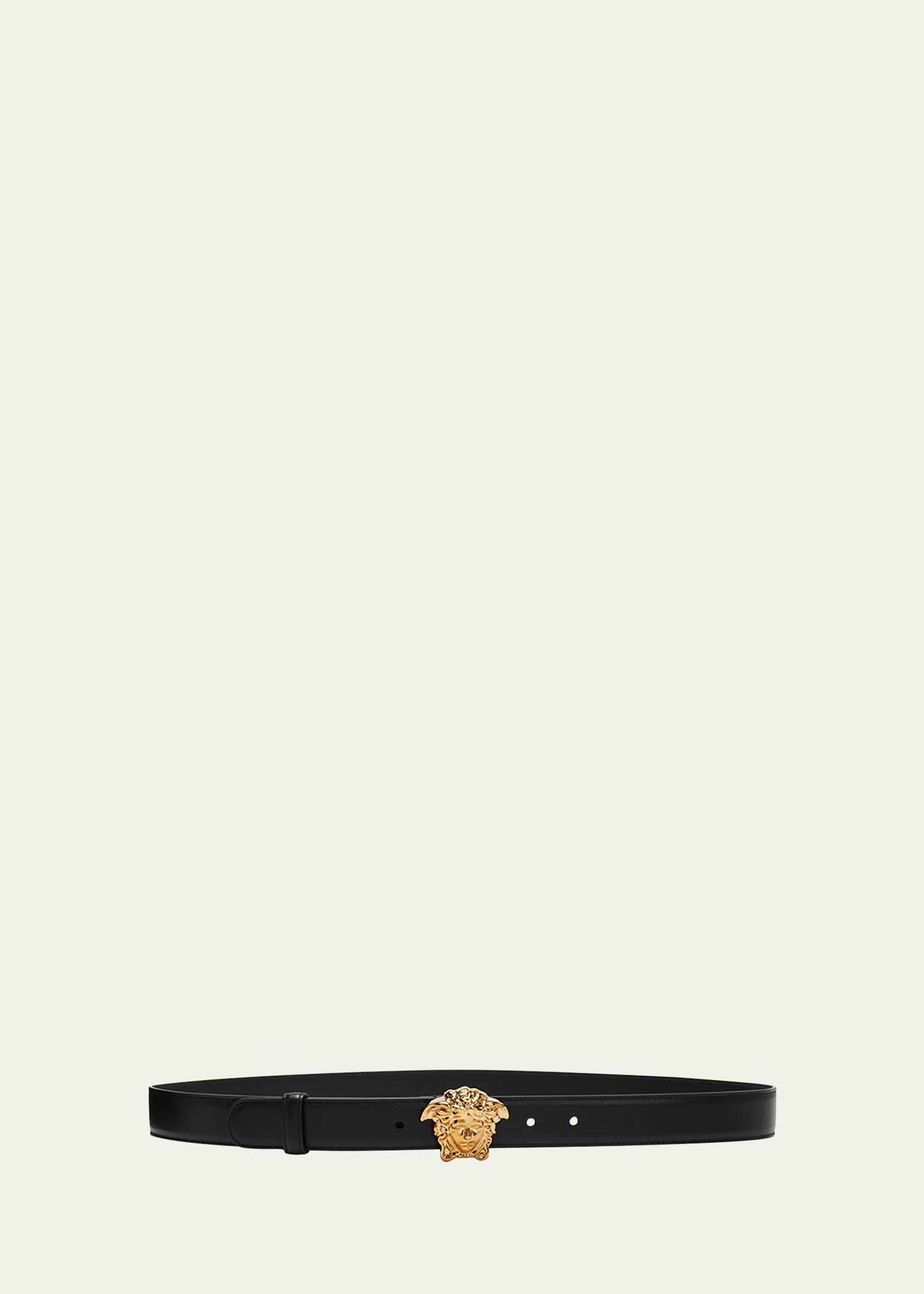 Versace La Medusa 20mm Leather Belt, Black In Black / Gold