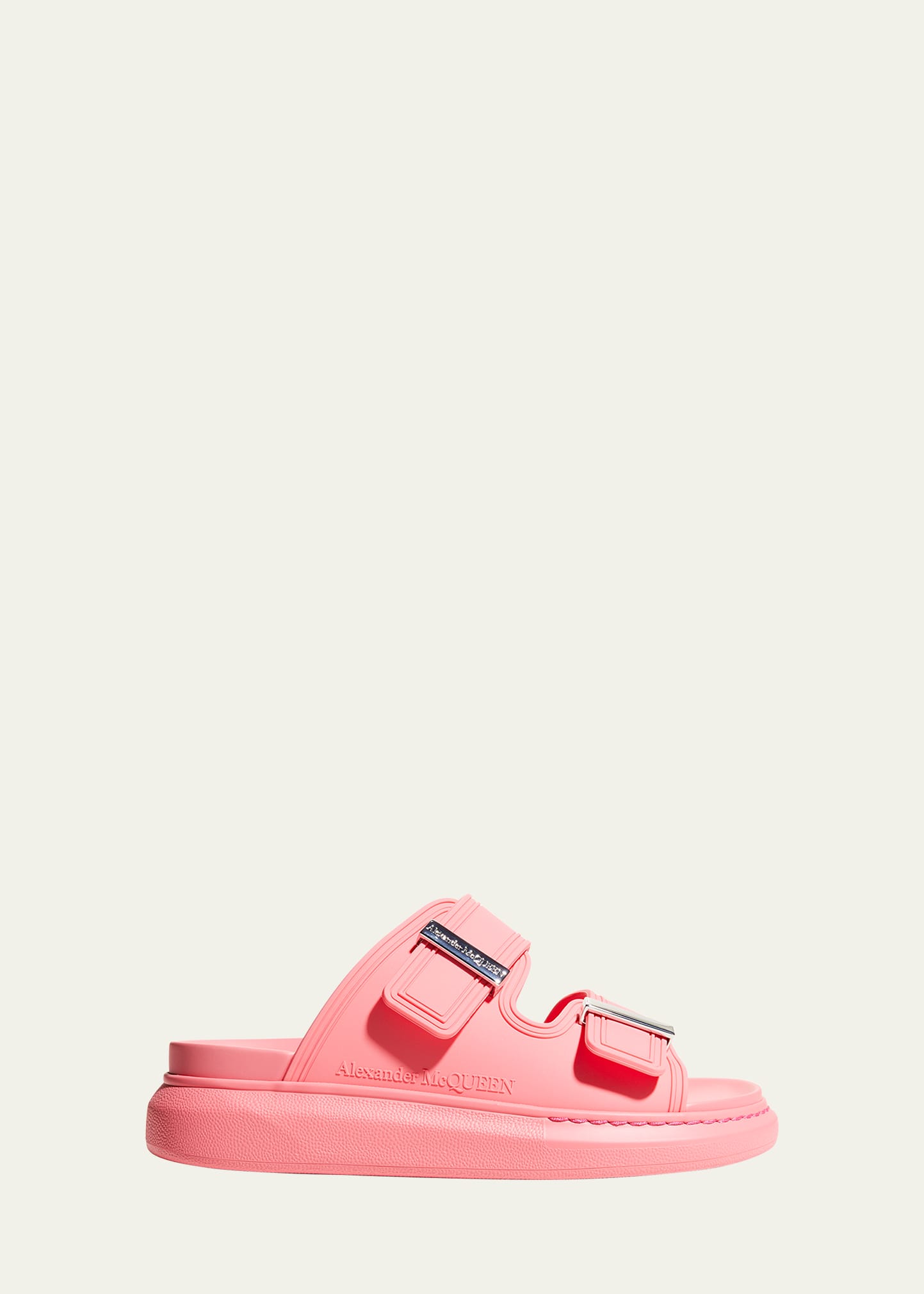 Alexander Mcqueen Hybrid Slide Sandals In Coral/silver