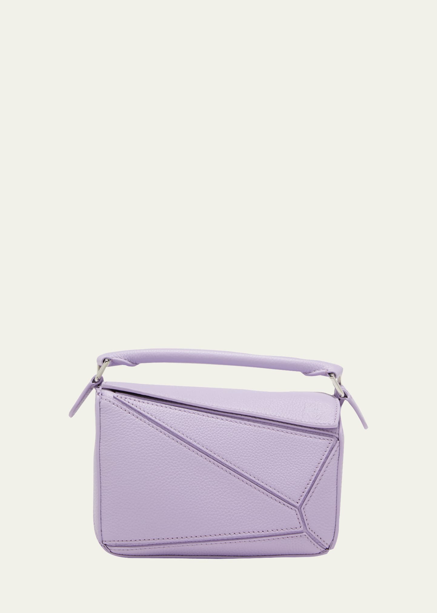Shop Loewe Puzzle Mini Top-handle Bag In Grained Leather In Lavender